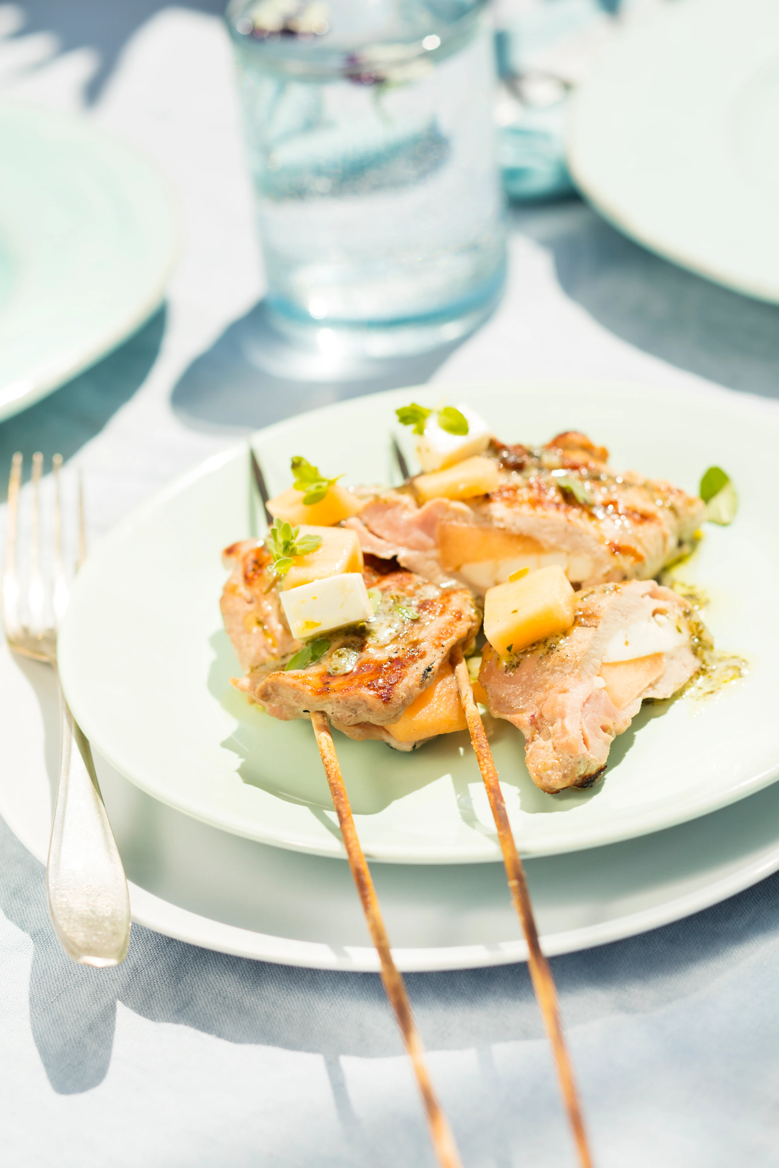 Schweinsfilet mit Melone und Schafkäse