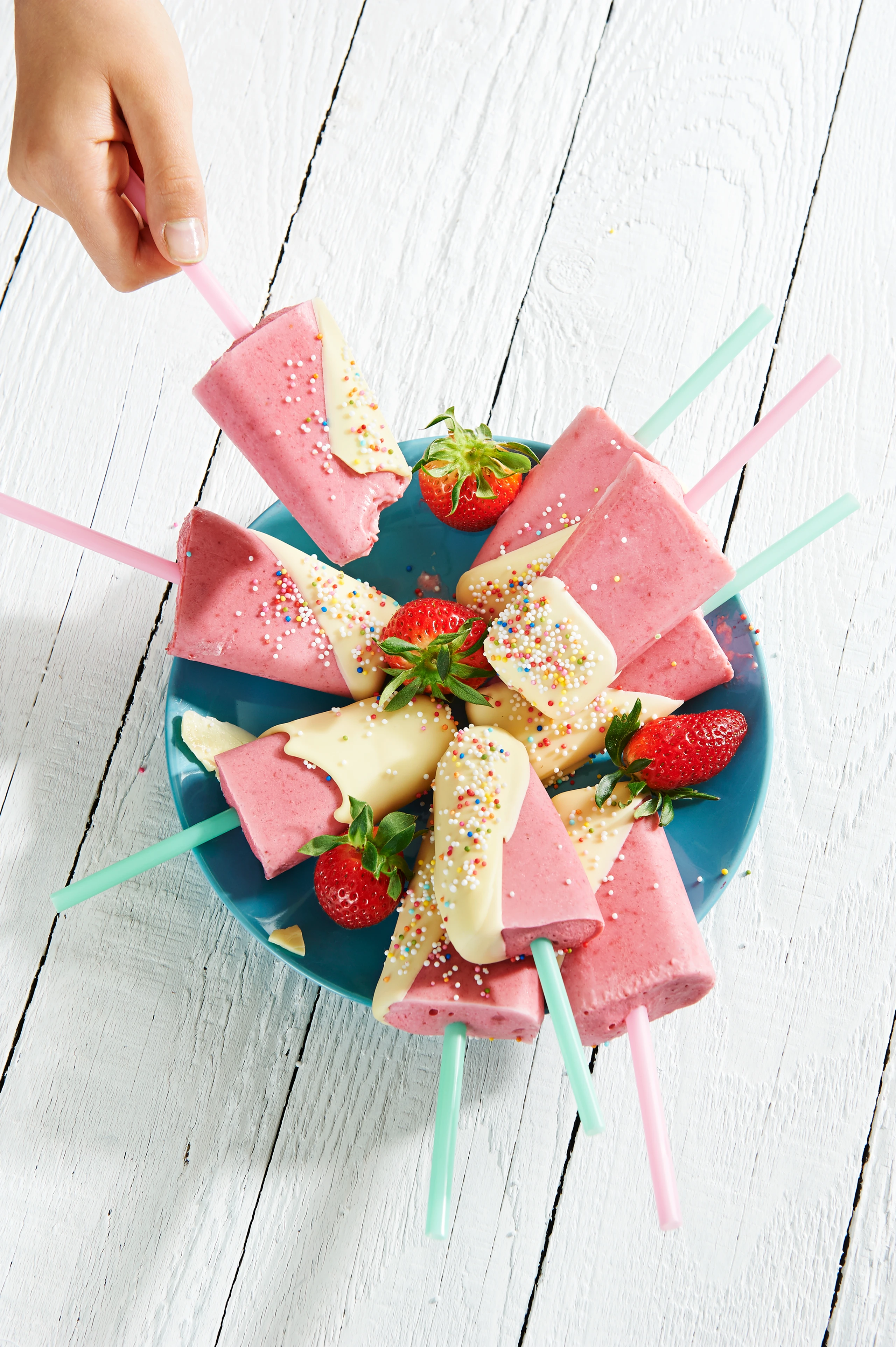 Erdbeer-Bananen-Popsicles