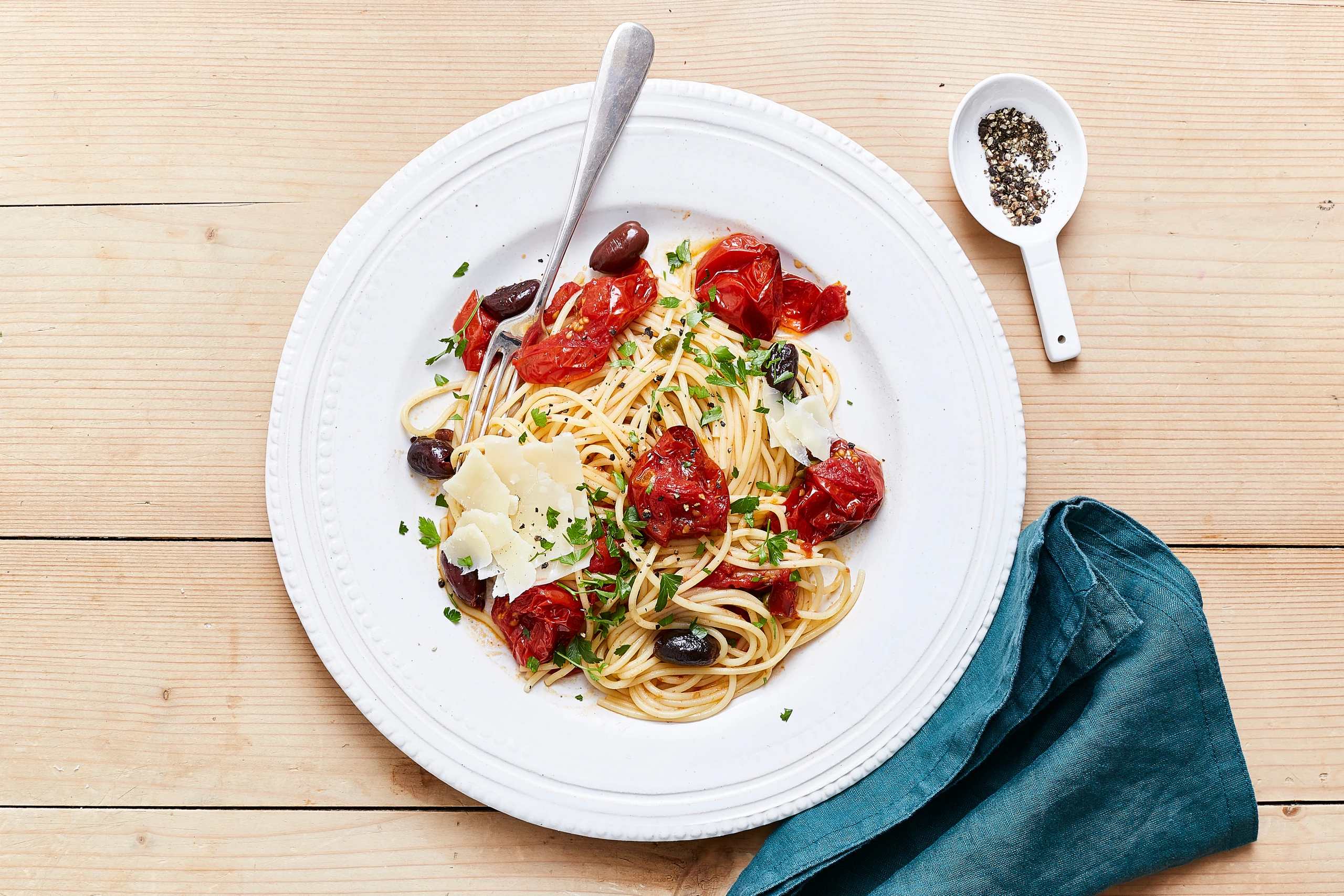 Spaghetti Puttanesca aus dem Backrohr