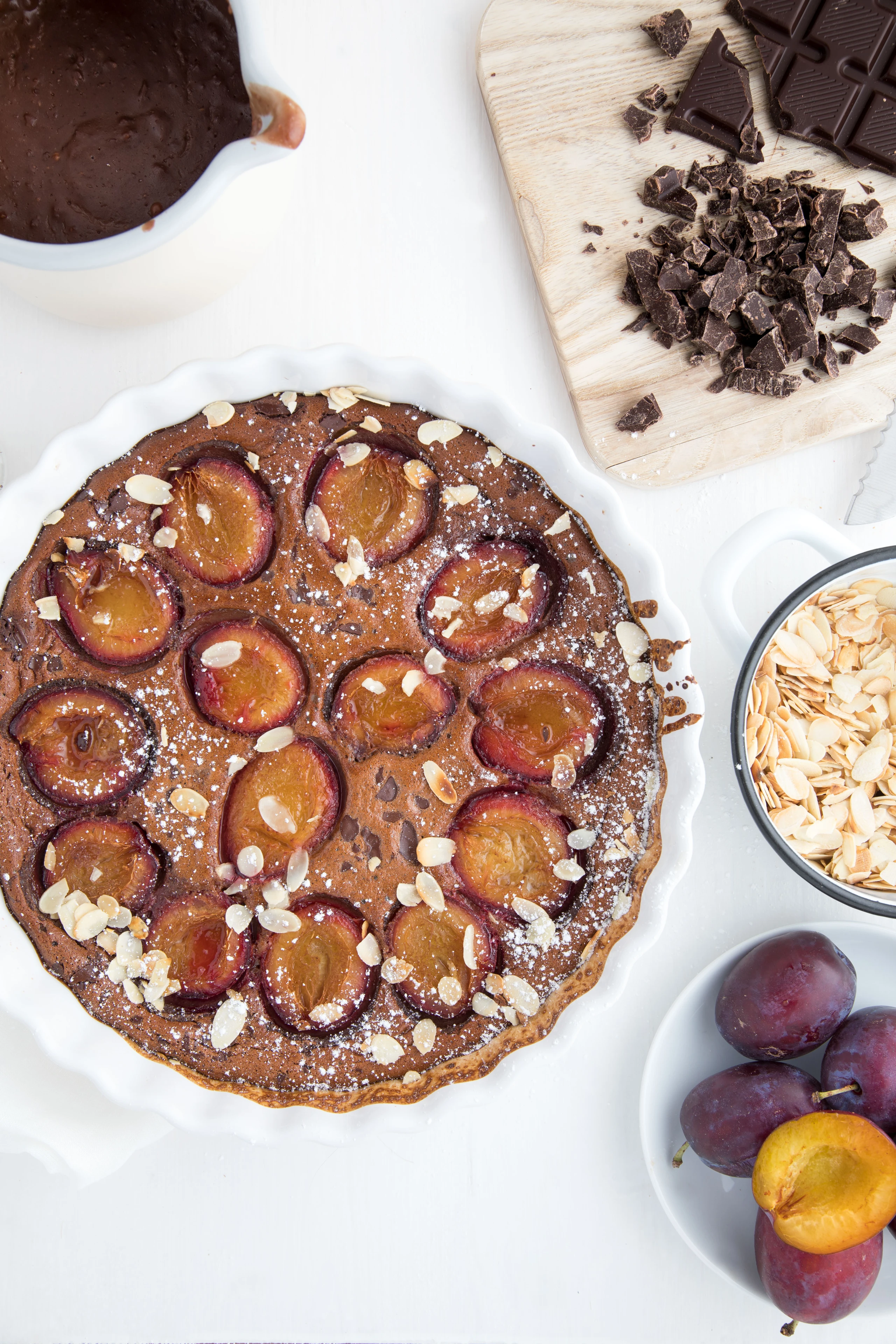 Schokolade-Clafoutis mit Zwetschken