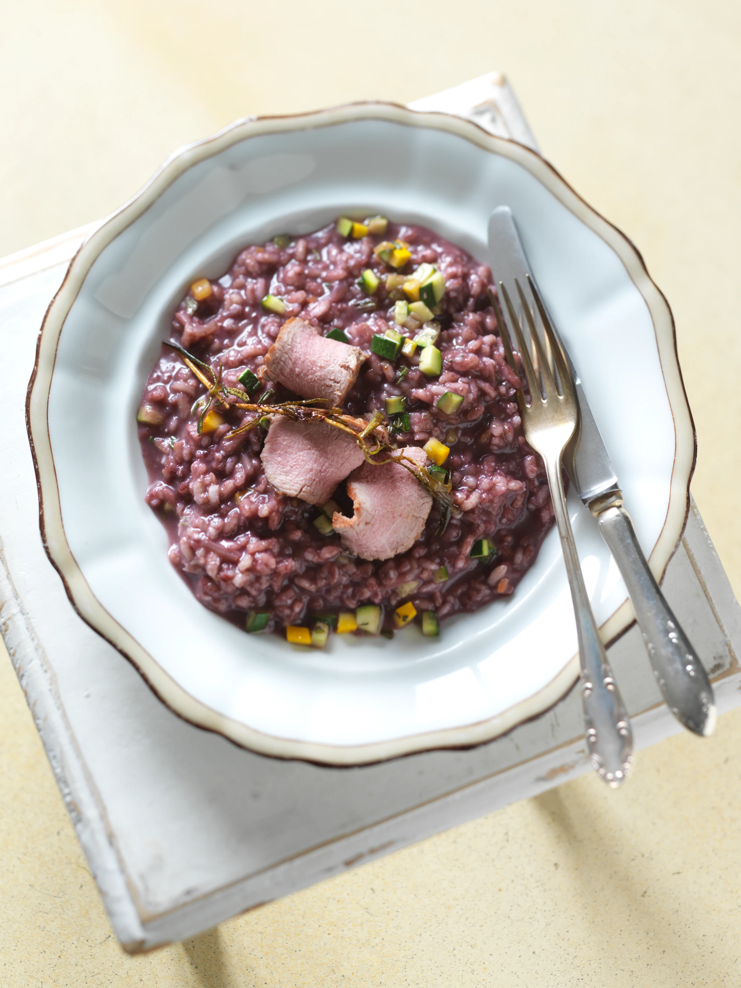 Portwein-Risotto mit Lamm und Zucchini