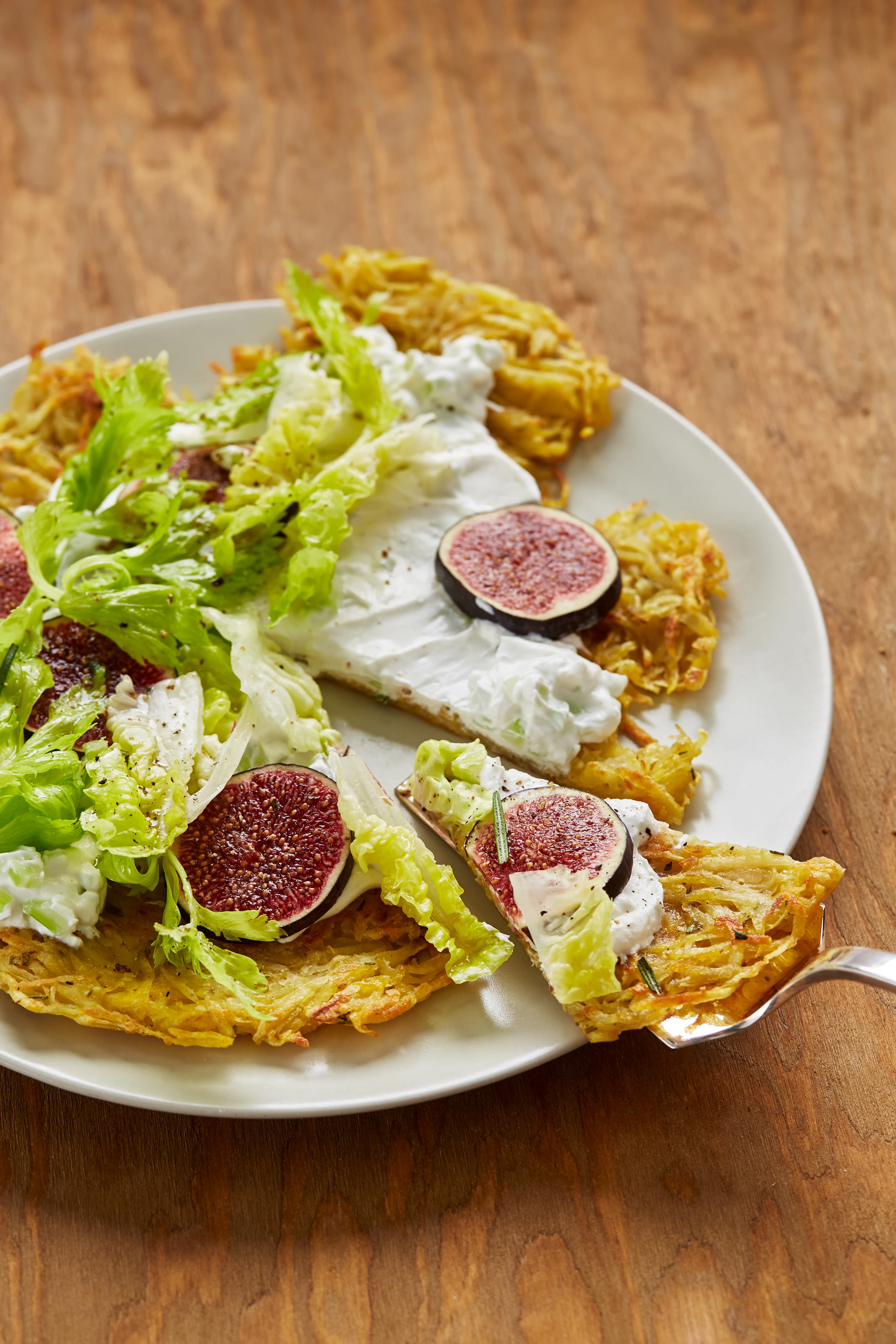 Erdäpfelkuchen mit Ziegenfrischkäse und Feigen