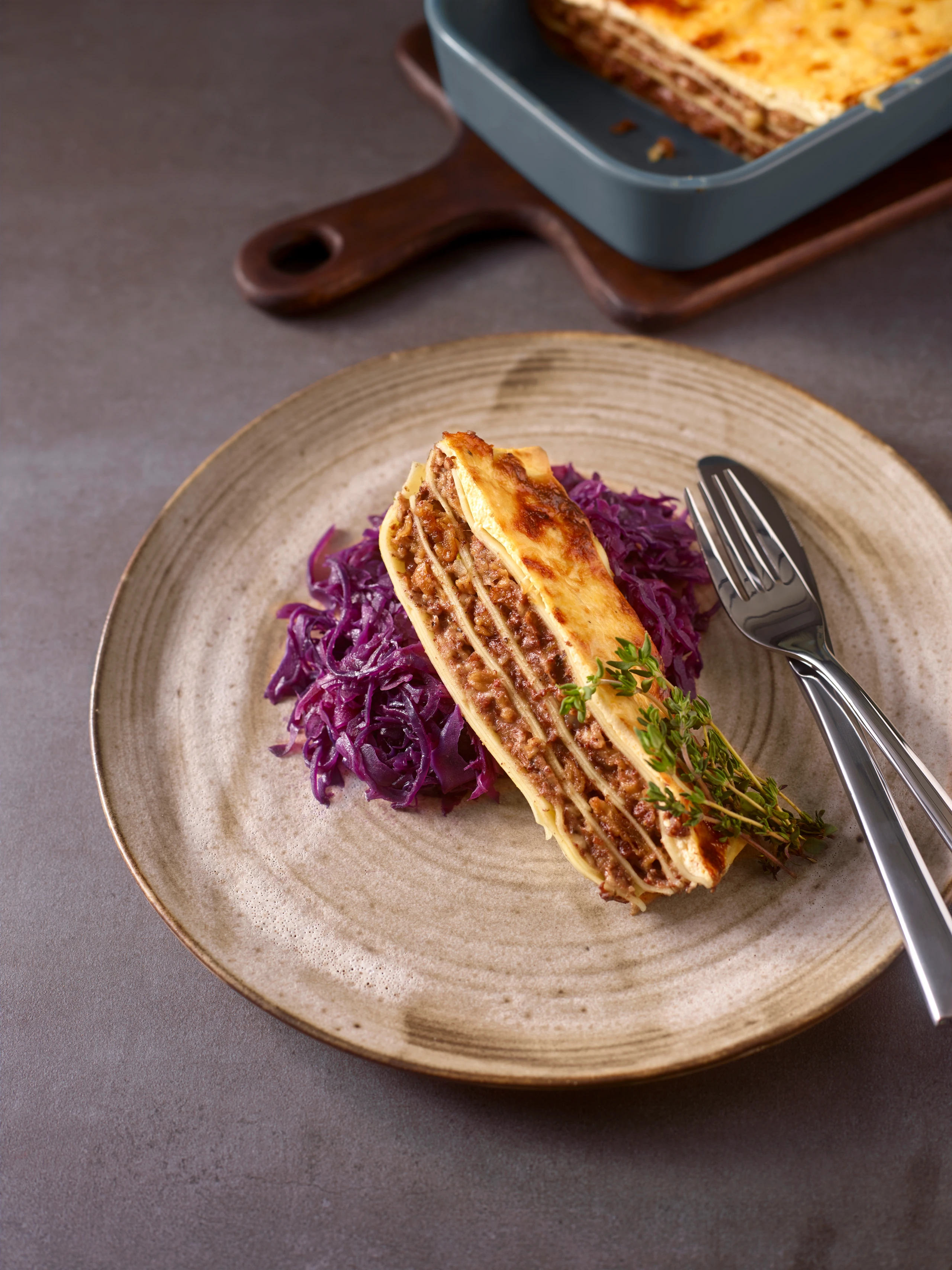 Blunzen-Lasagne mit Rotkrautsalat