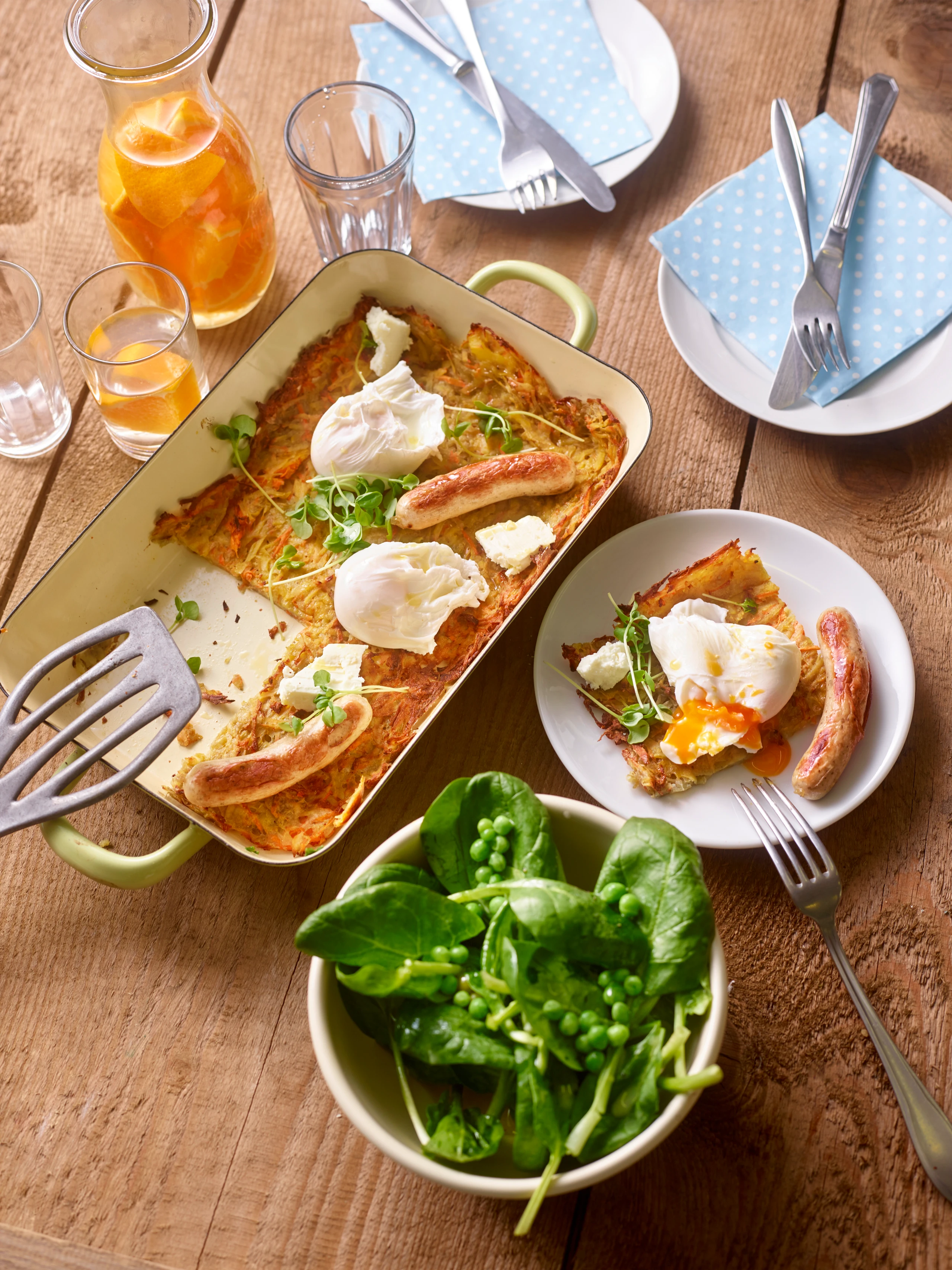 Gemüse-Rösti mit pochierten Eiern