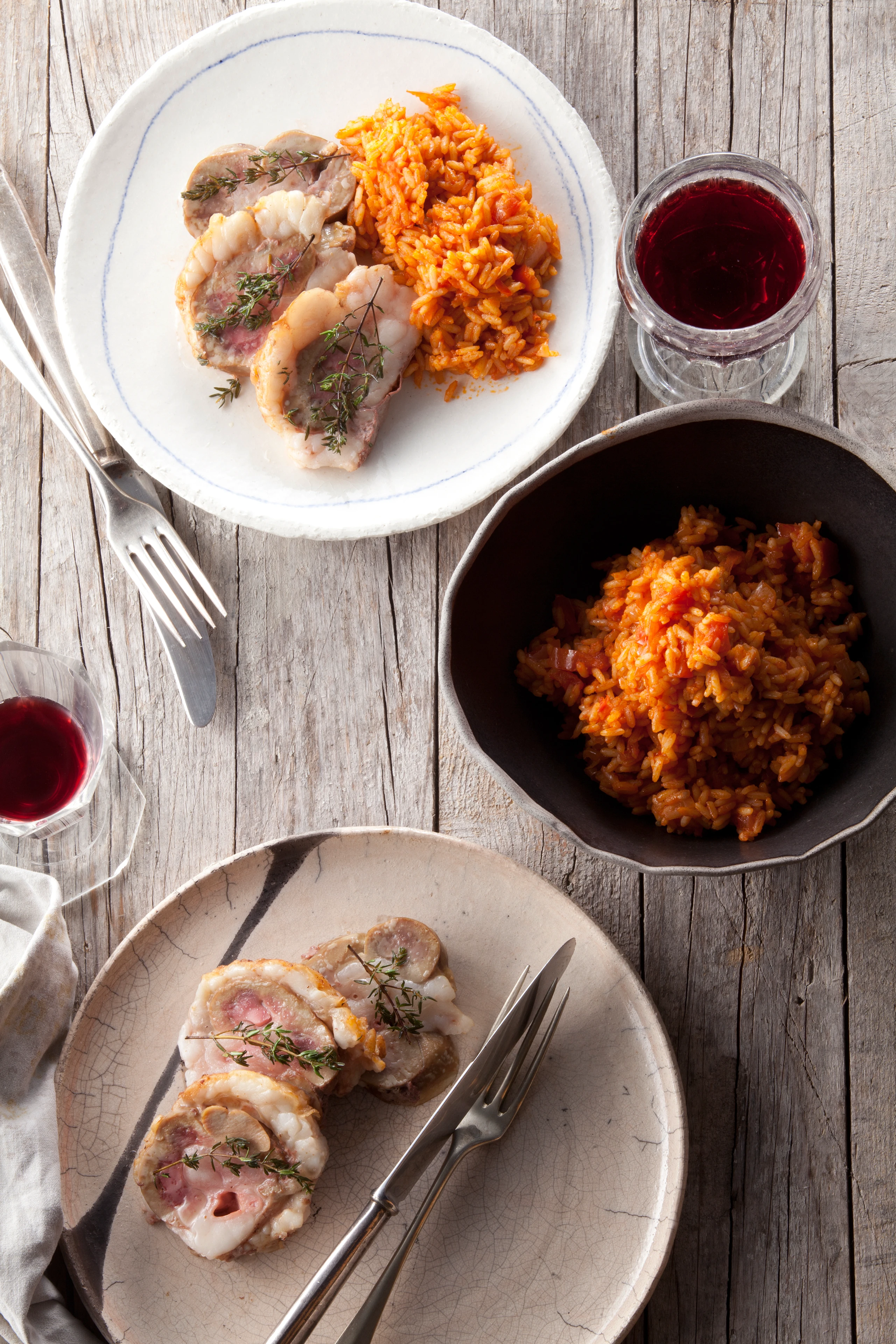 Kalbsniere mit Senfsauce und Paradeiserreis