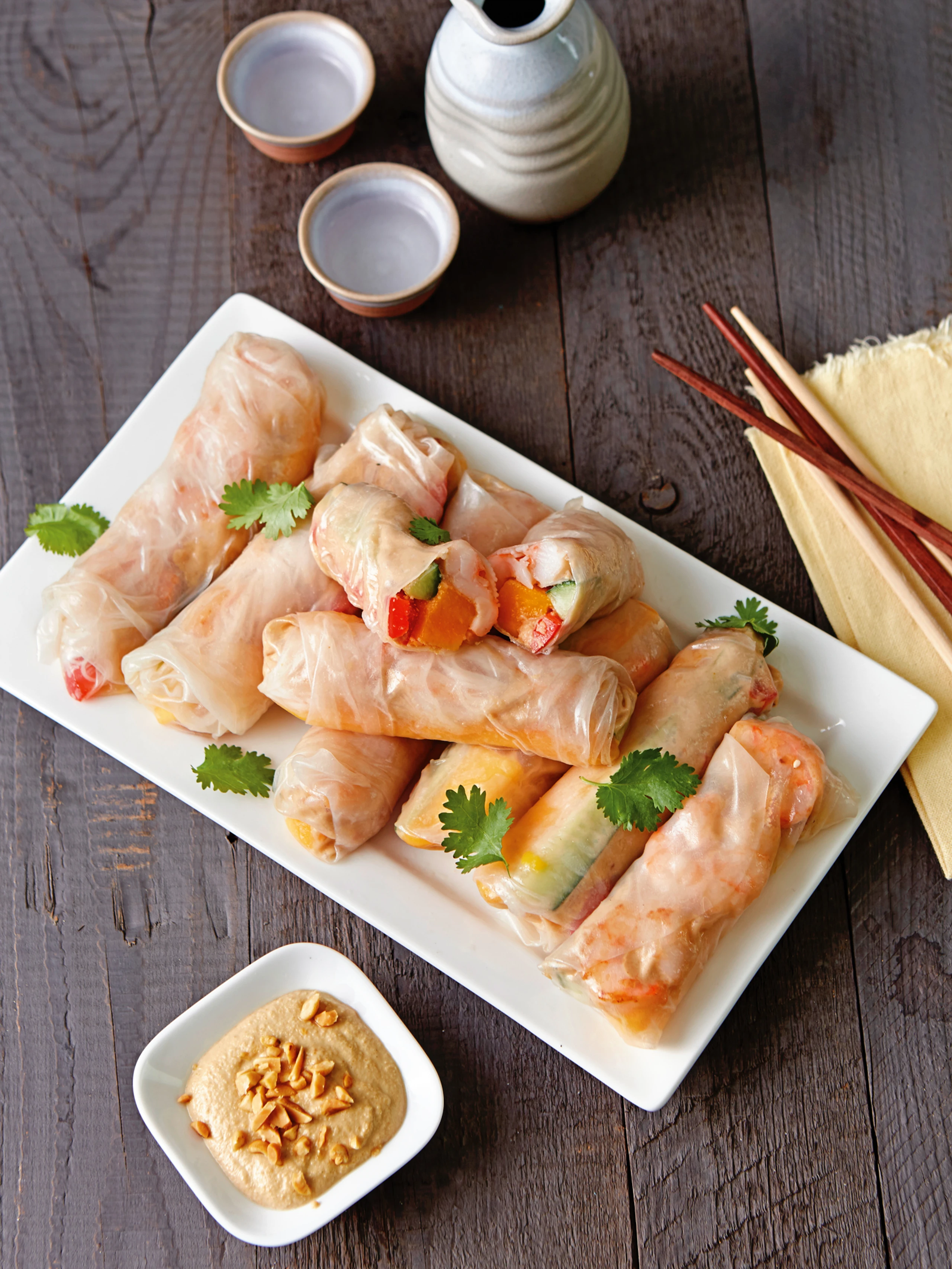 Sommerrollen mit Garnelen und Mango