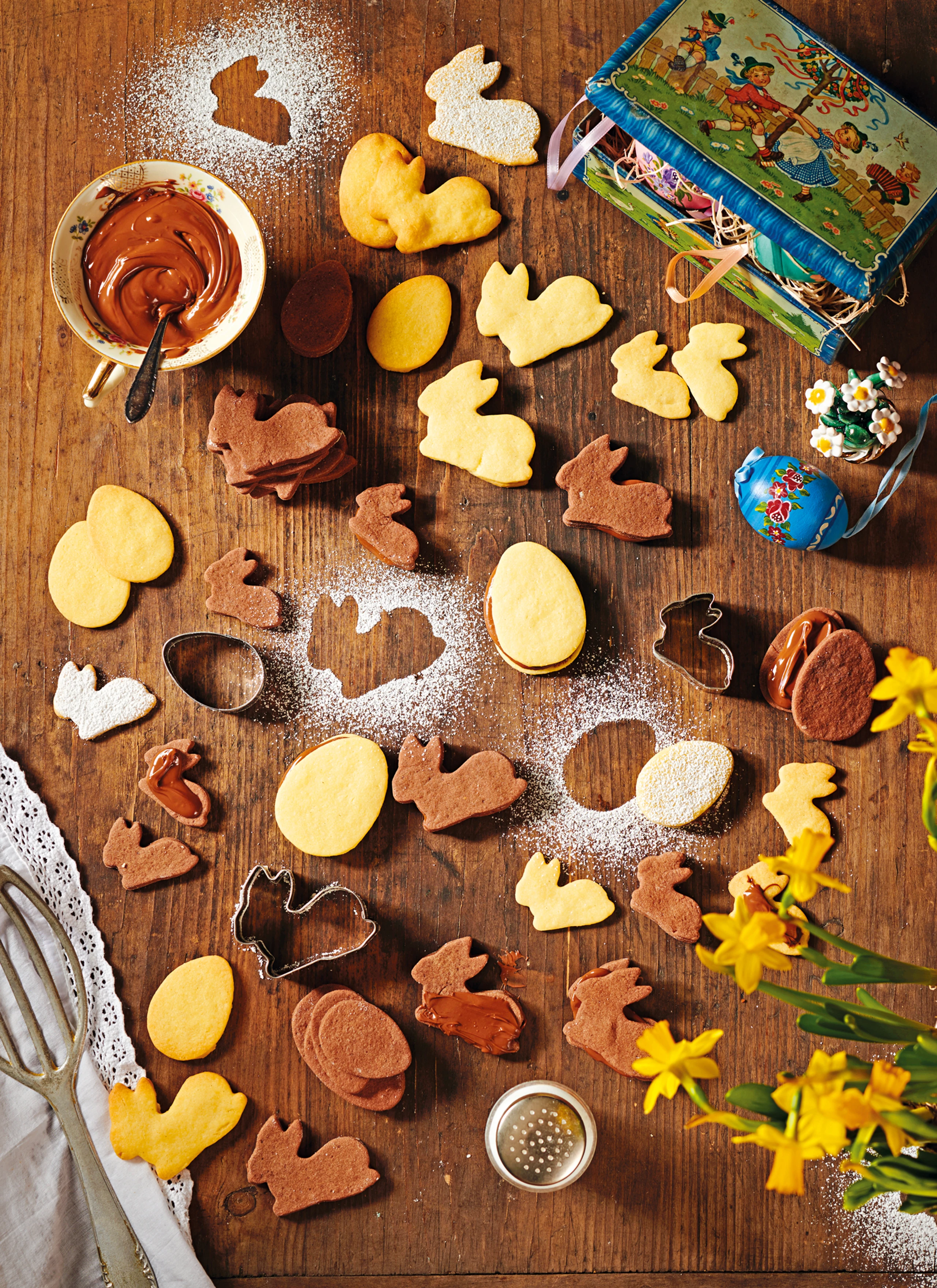 Oster-Mürbteigkekse mit Nougat