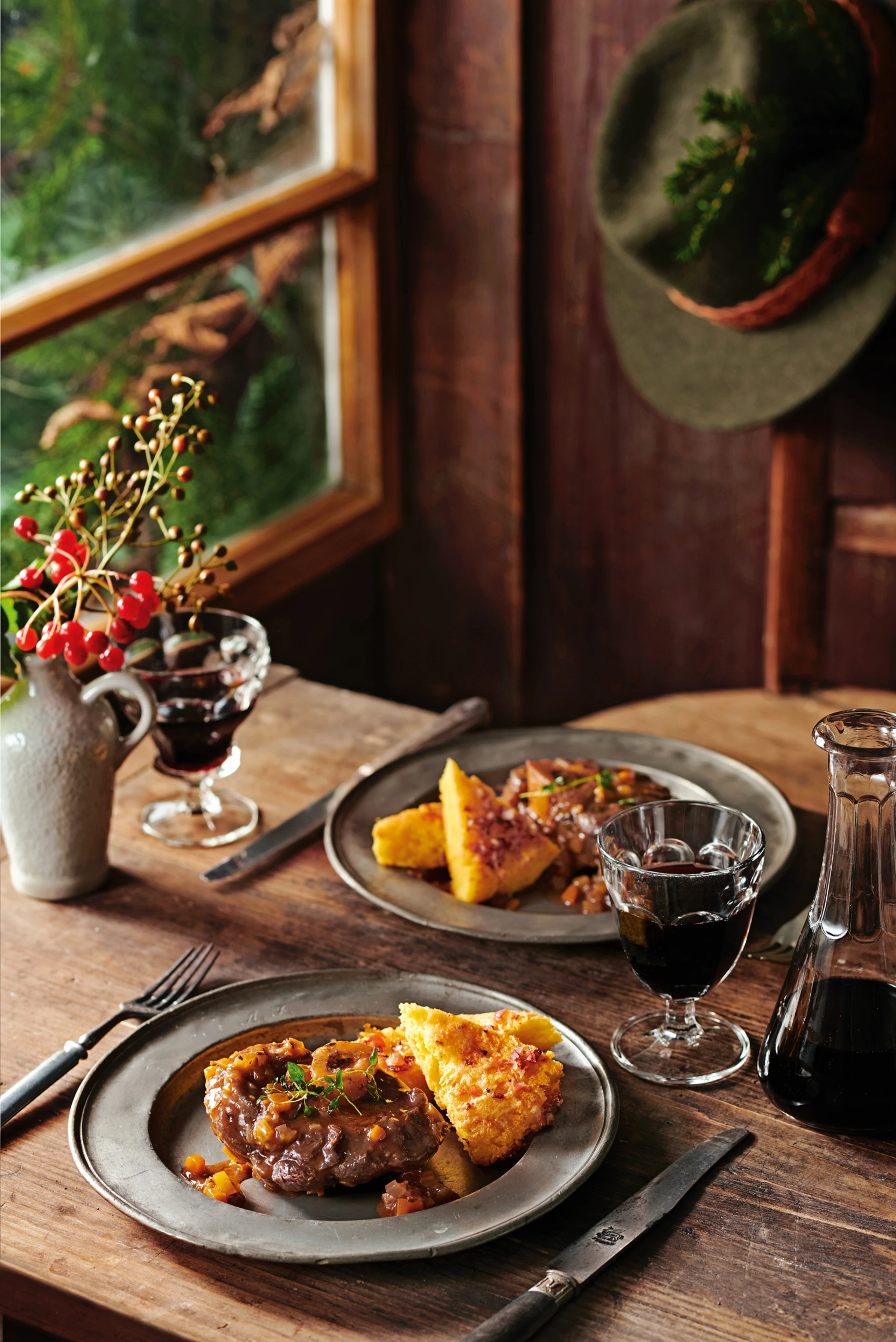 Ossobuco vom Hirsch mit Polentaschnitten