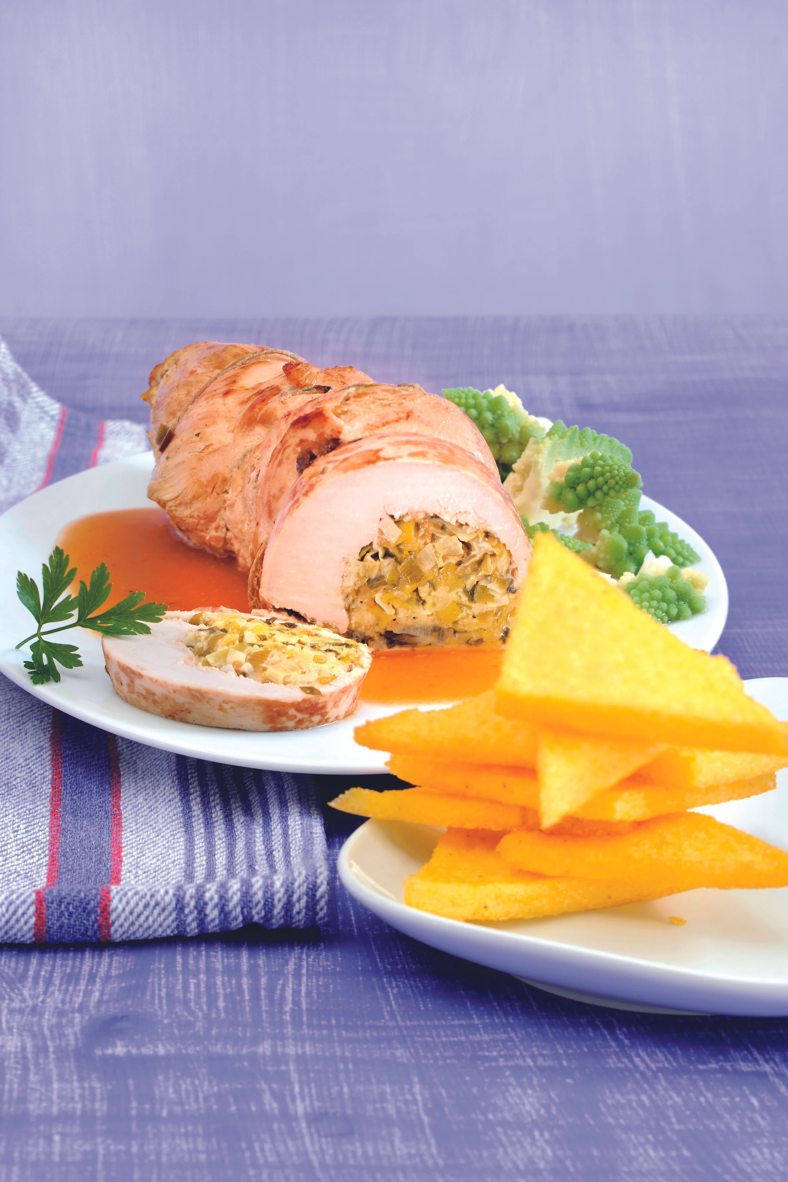 Putenrollbraten mit Lauchfüllung