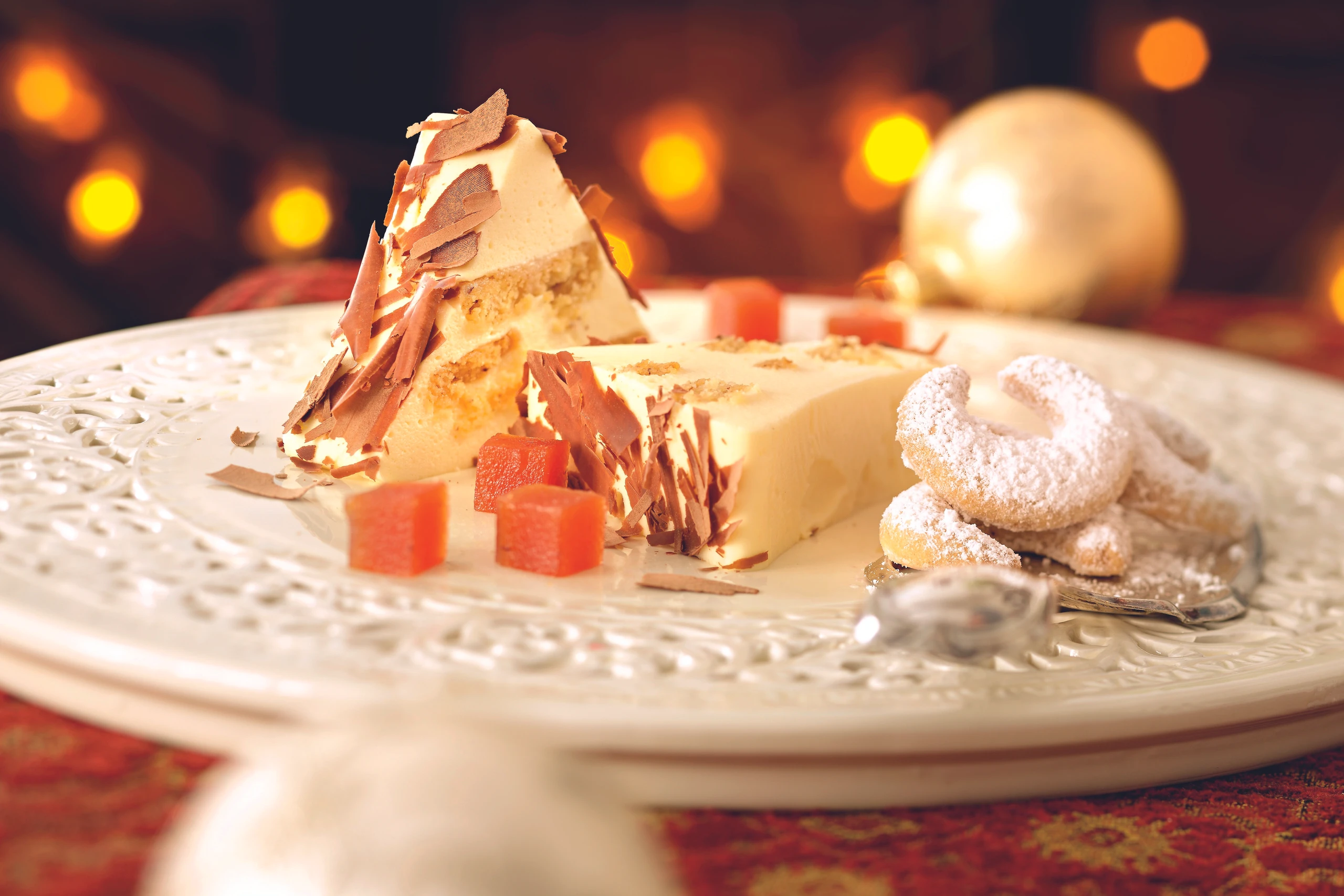 Vanillekipferlterrine mit Apfelmuswürfeln