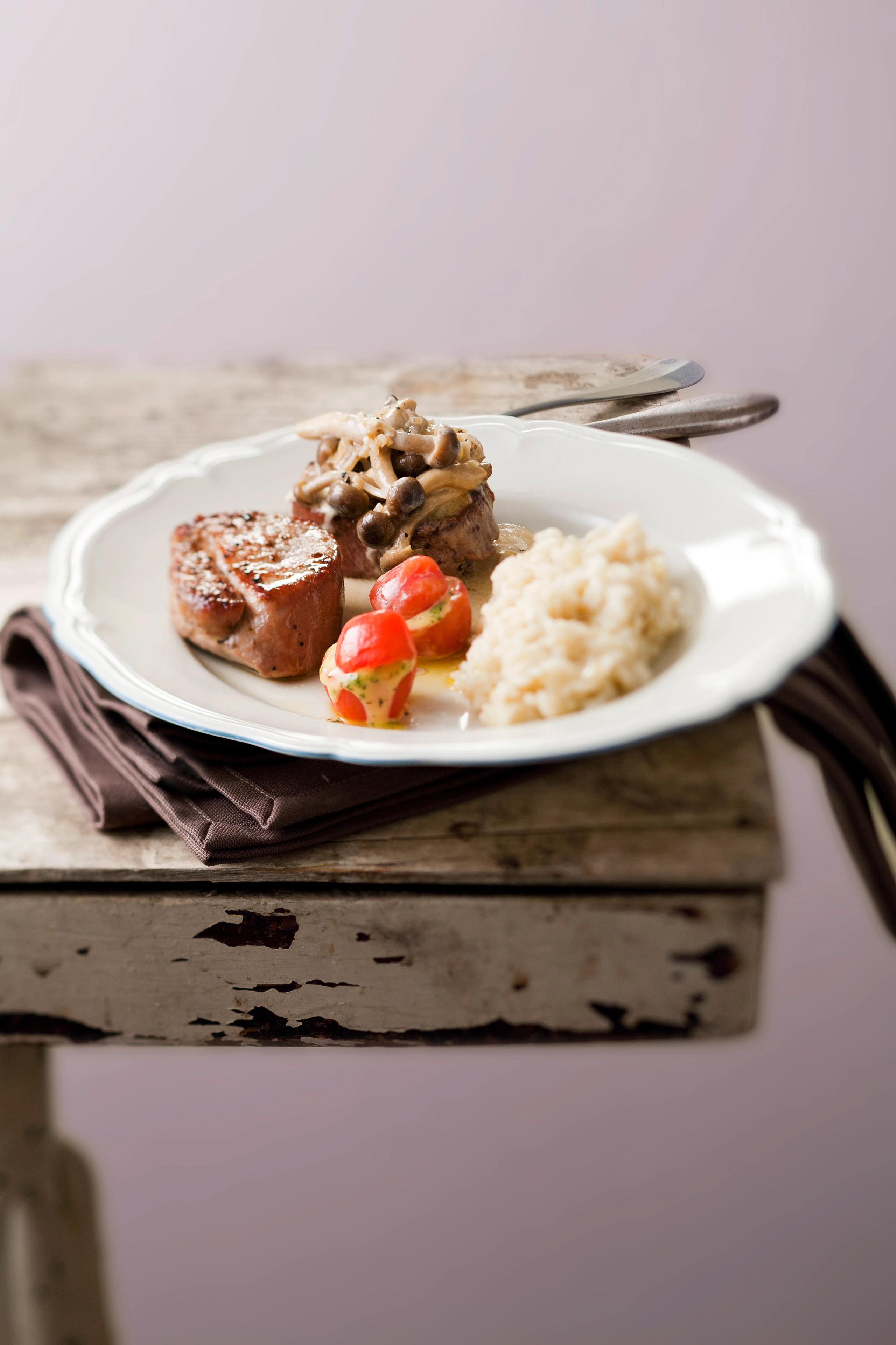 Kalbsfilet mit Stockschwammerln und Vanille-Risotto