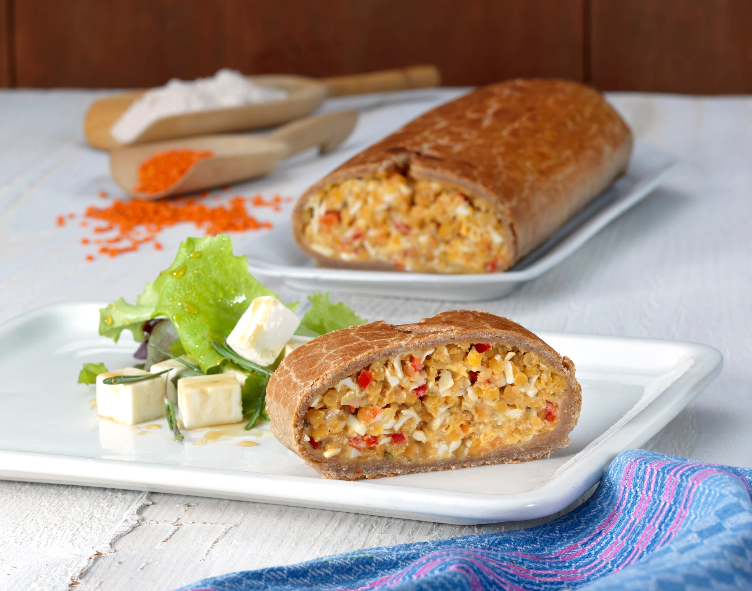 Linsenstrudel mit Schafkäse