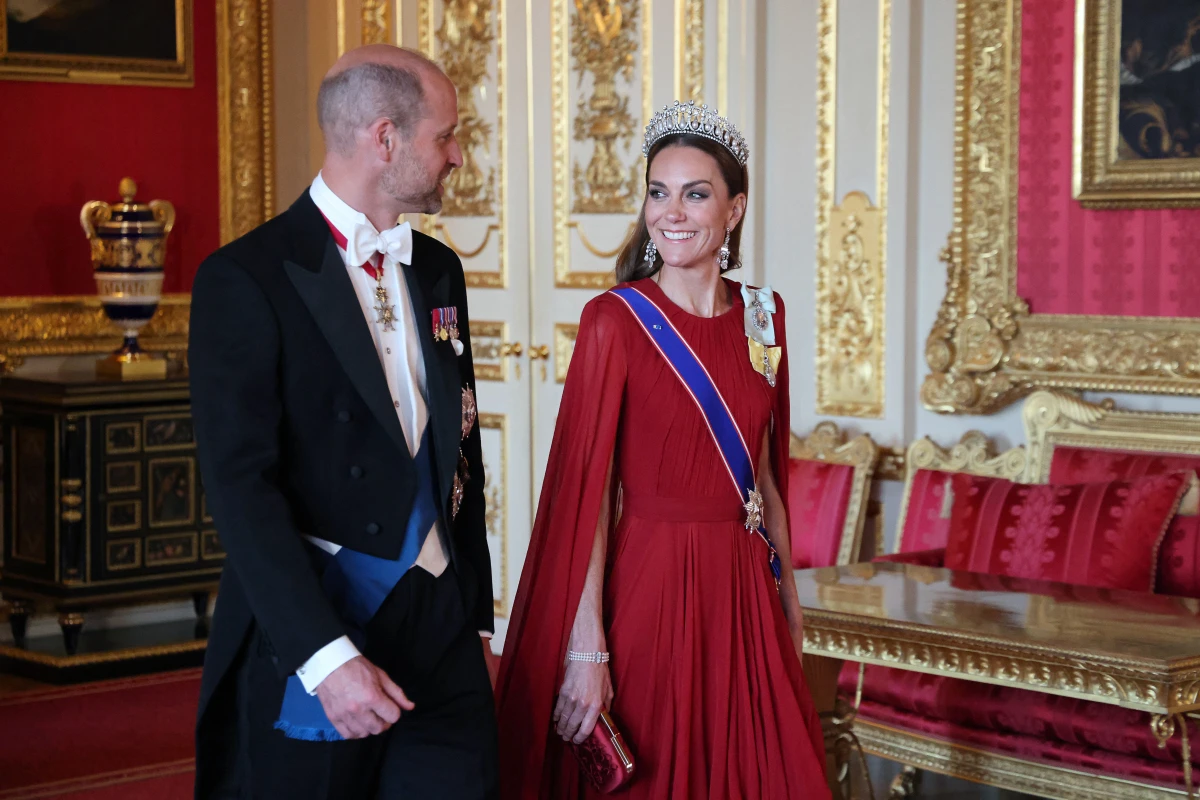 Prinzessin Kate trug bei Staatsbankett mit Macron ein rotes Kleid
