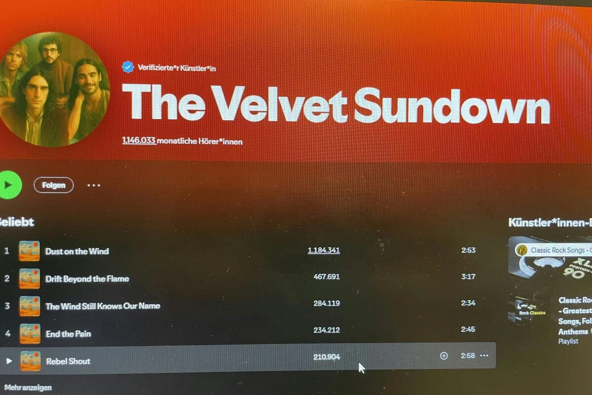 Das Spotify-Profil der KI-Band