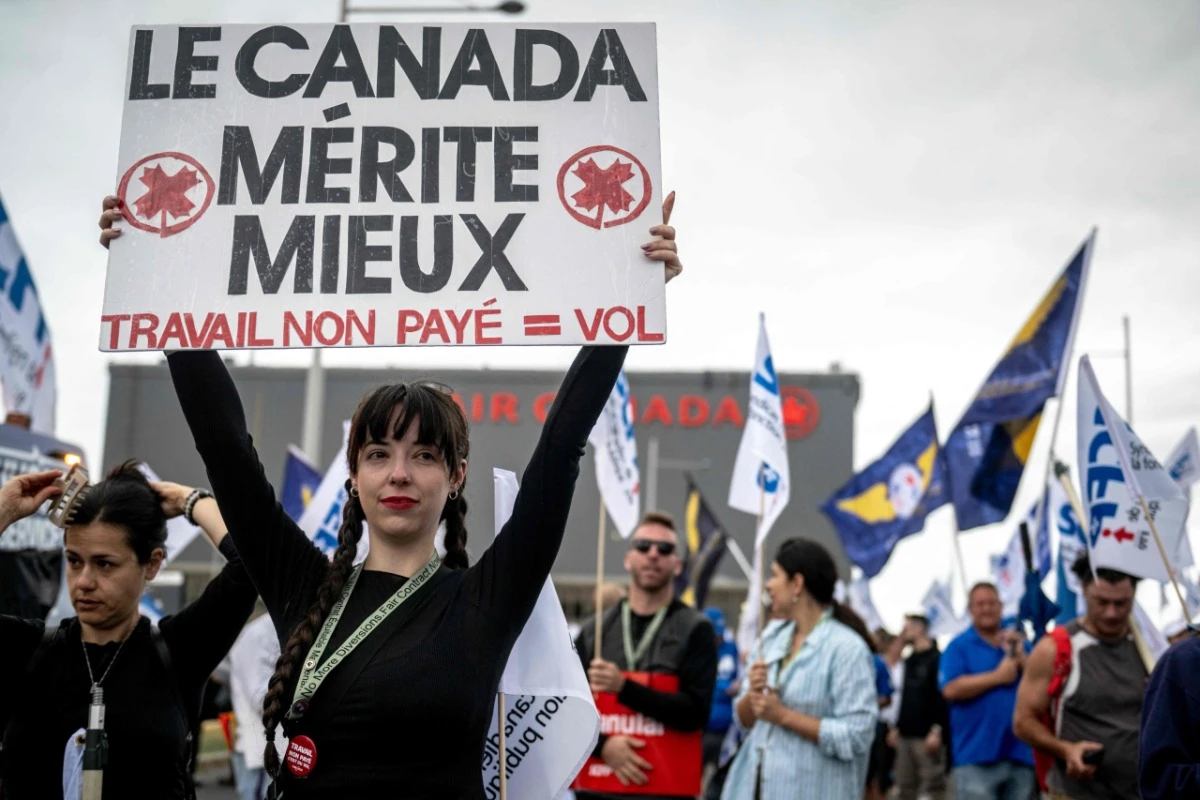 Protest von Belegschaft bei Air Canada in Montreal