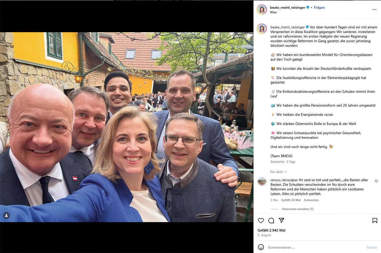 © Beate Meinl-Reisinger via Instagram Blurred image background