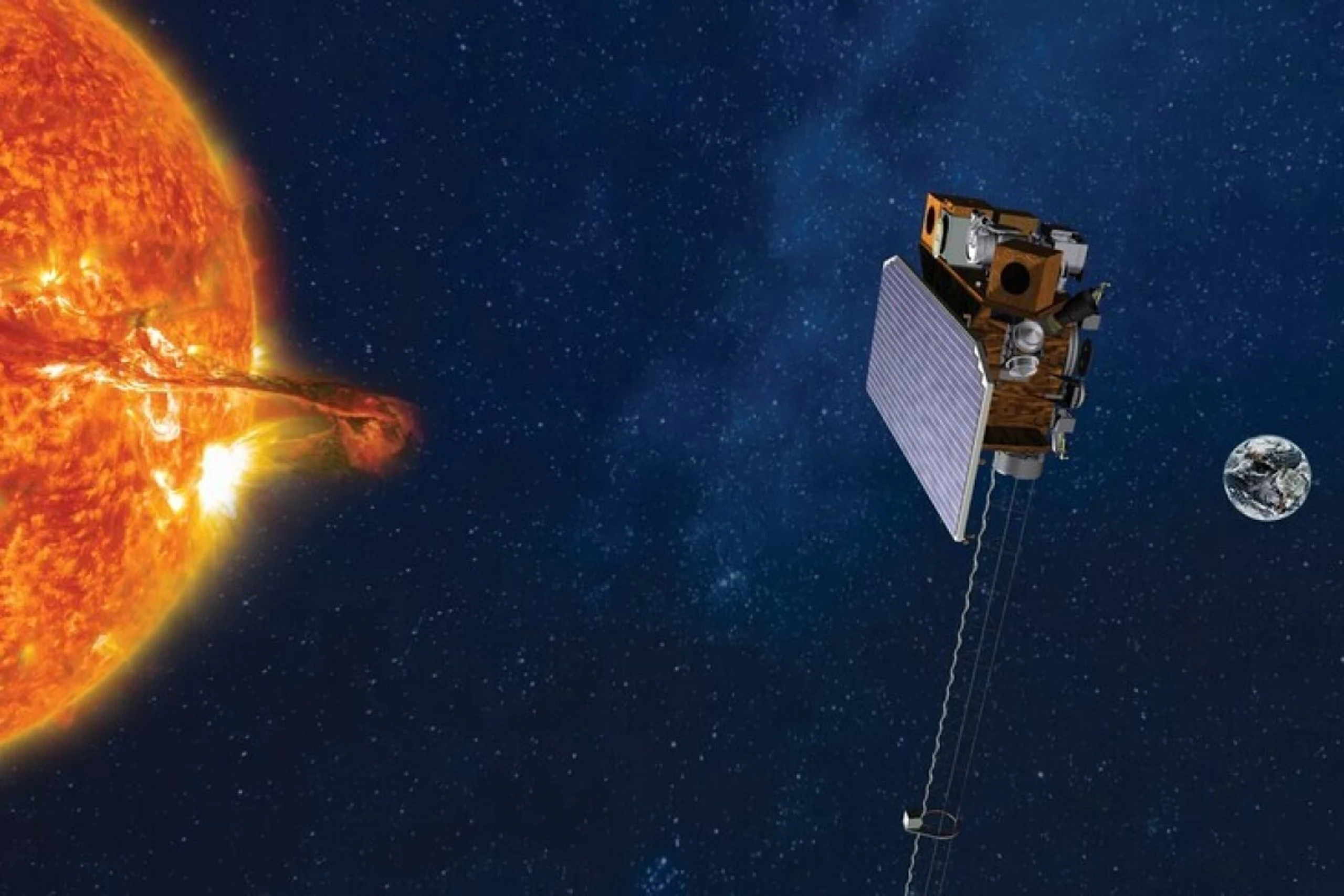 Künstlerische Darstellung des SWFO-L1-Satelliten