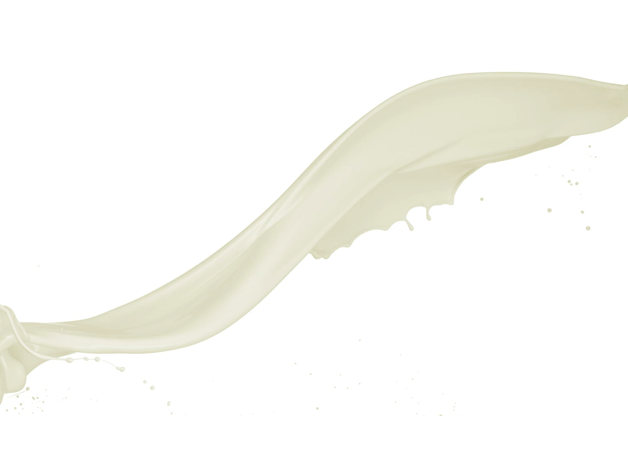 Swatch einer milchigen, flüssigen Konsistenz vor weißem Hintergrund