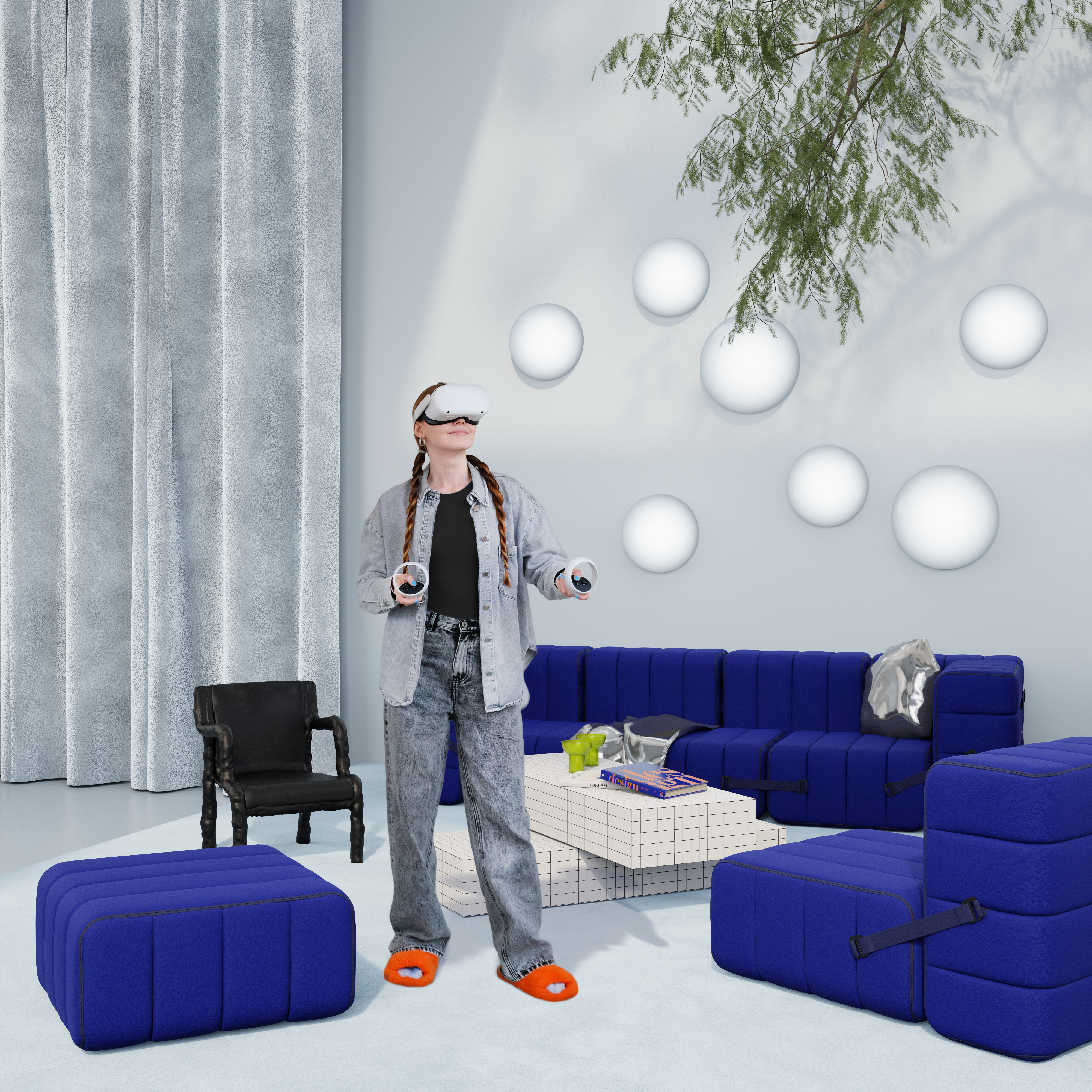 Sophie Marie Meindl mit Virtual Reality Brille im Raum