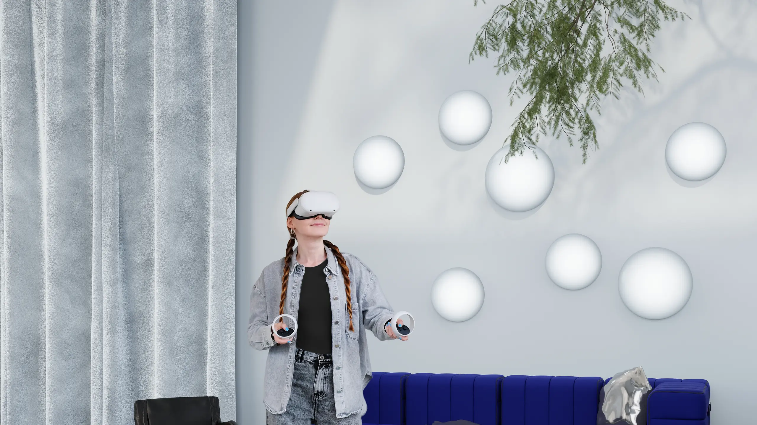 Sophie Marie Meindl mit Virtual Reality Brille im Raum