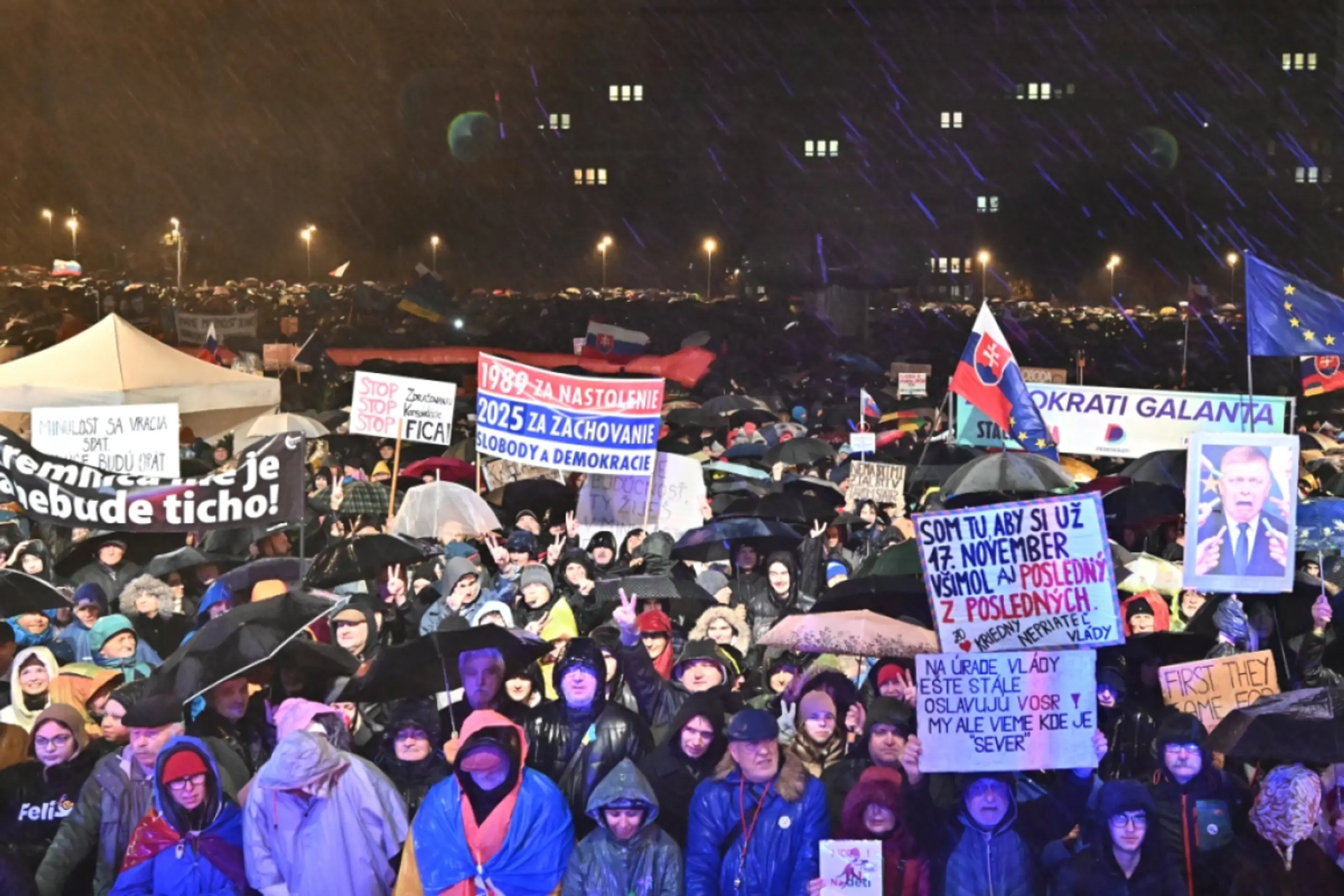 Thousands of protesters on the streets of Bratislava