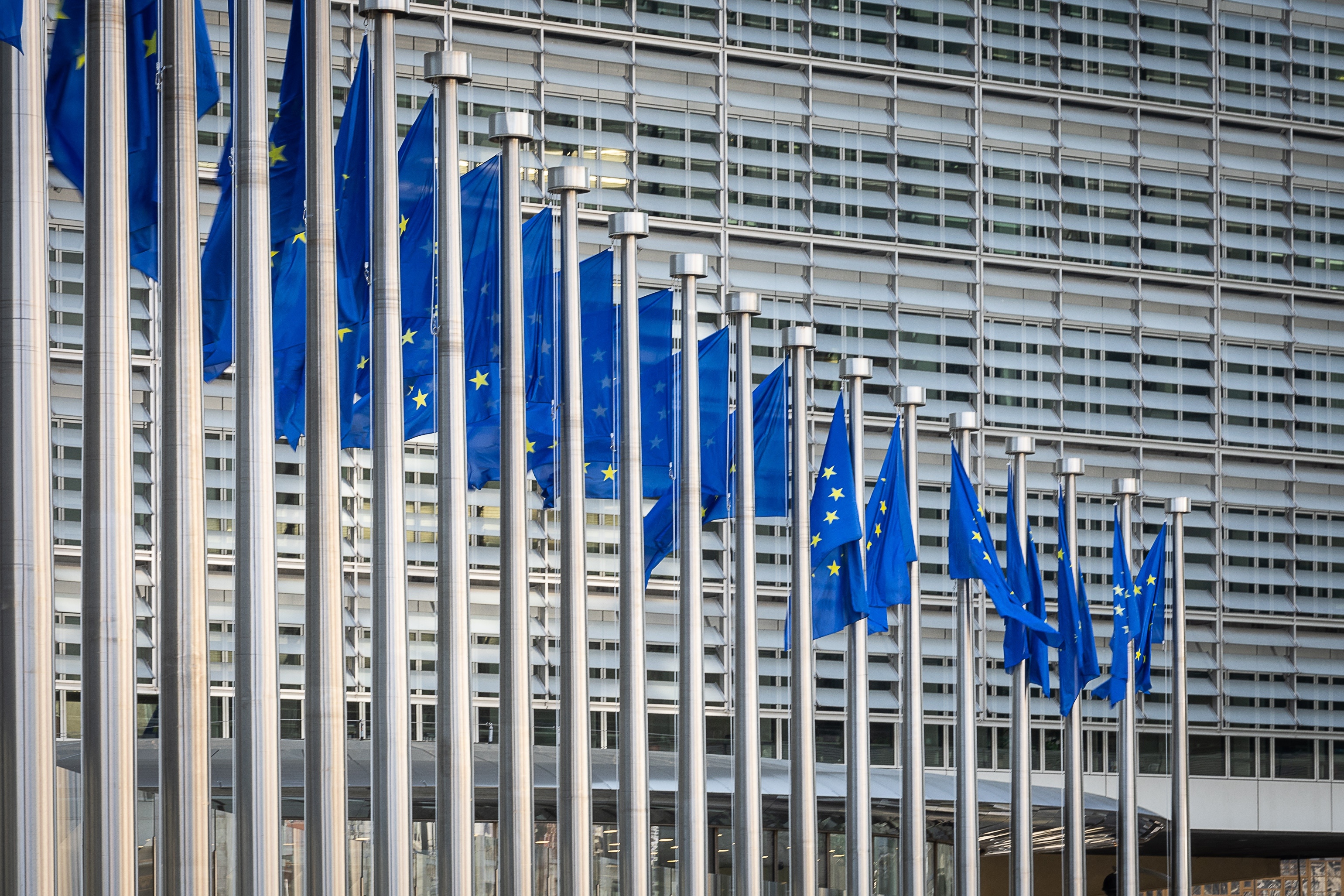 EU-Flaggen vor dem EU-Parlament