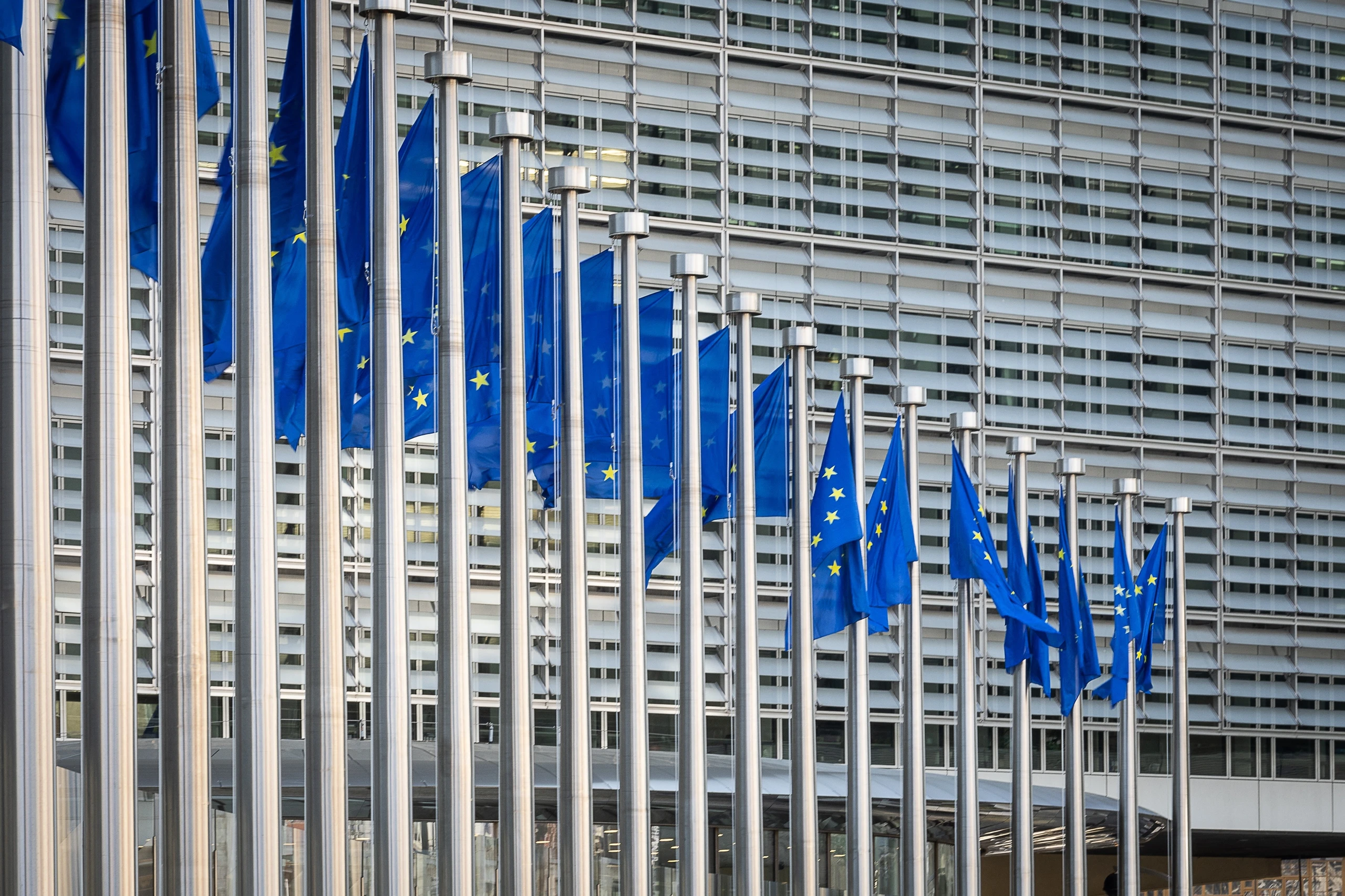 EU-Flaggen vor dem EU-Parlament