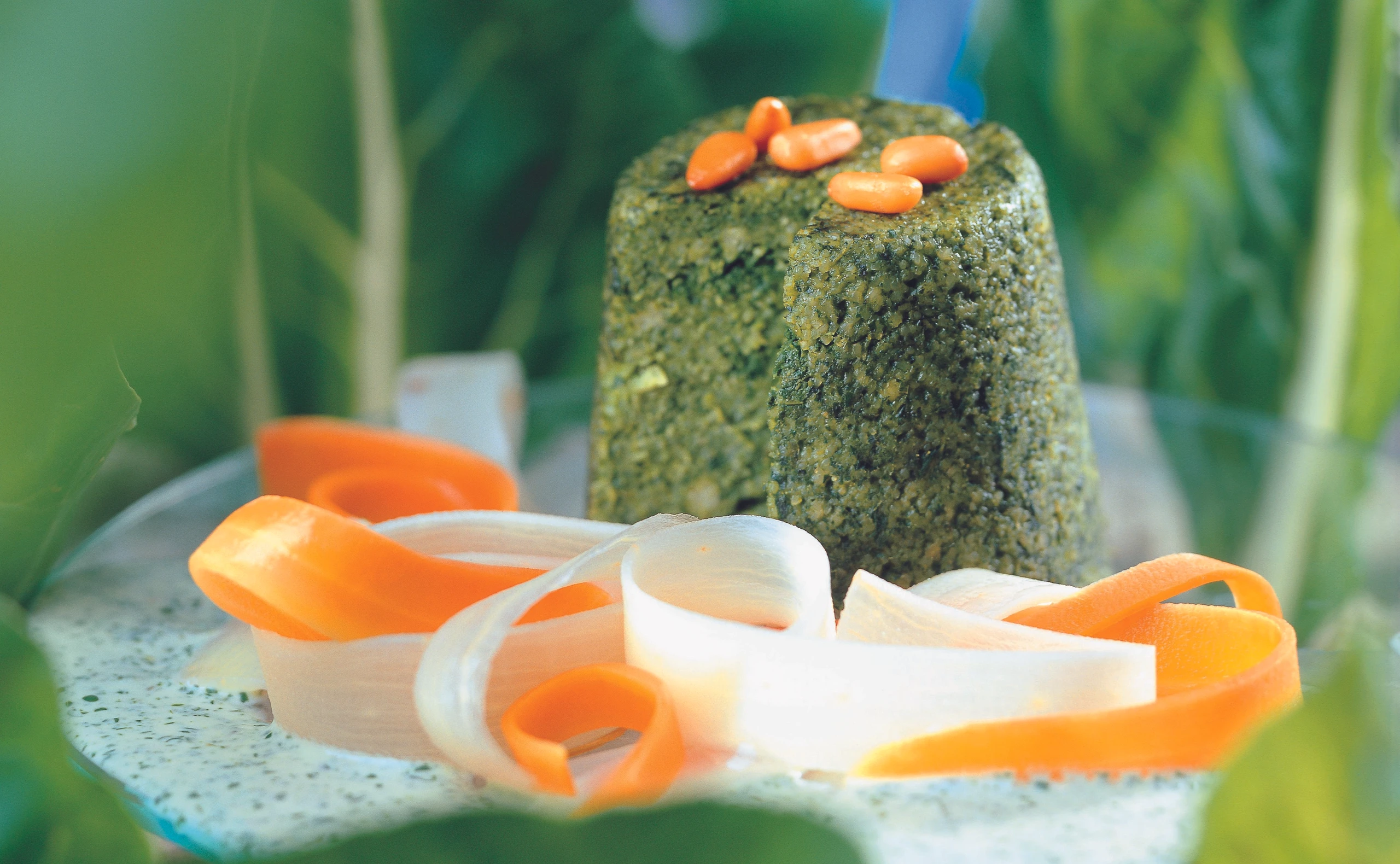 Mangoldflan mit Kressesauce