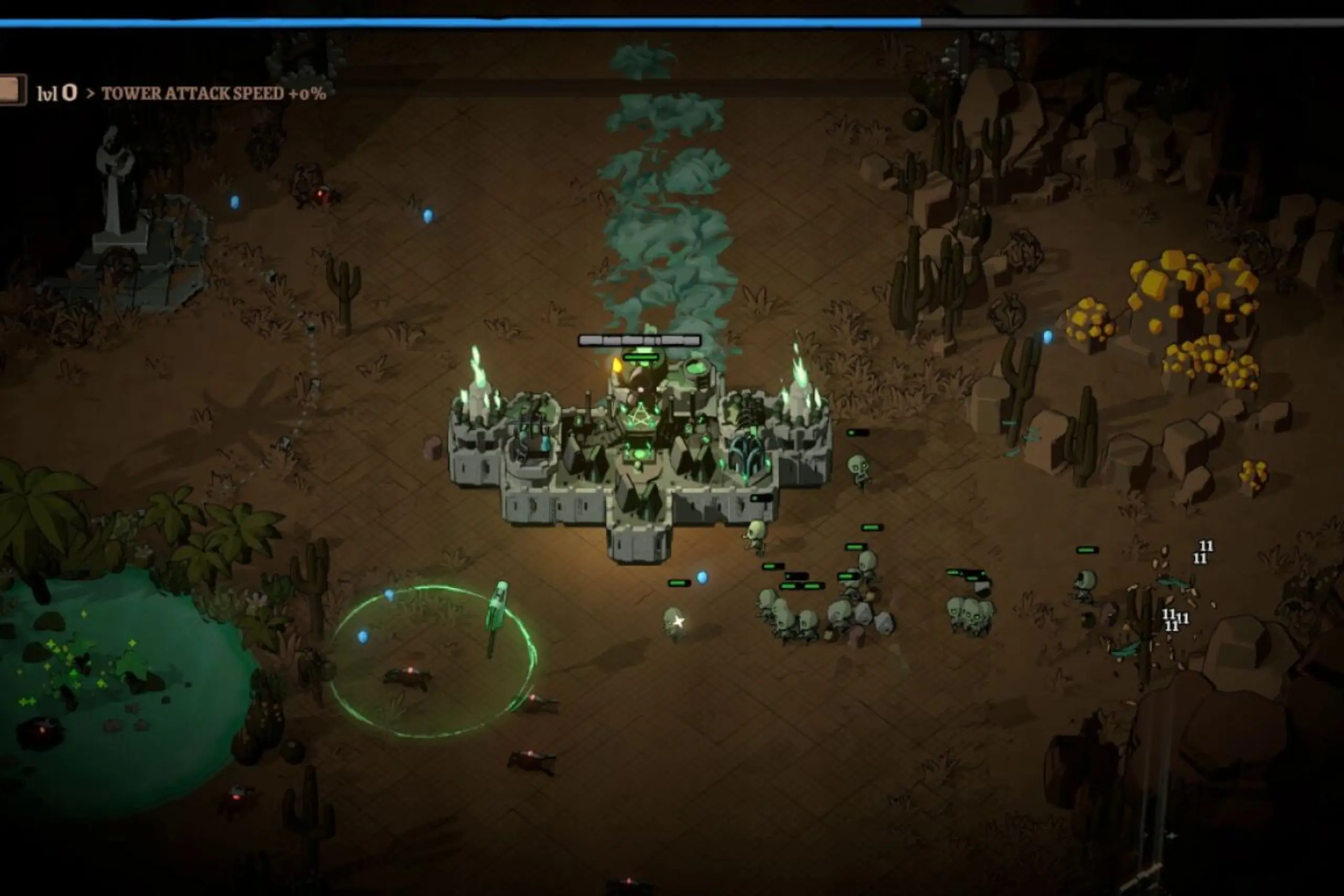 Die Spielenden steuern eine Heldenfigur die Gegner attackiert