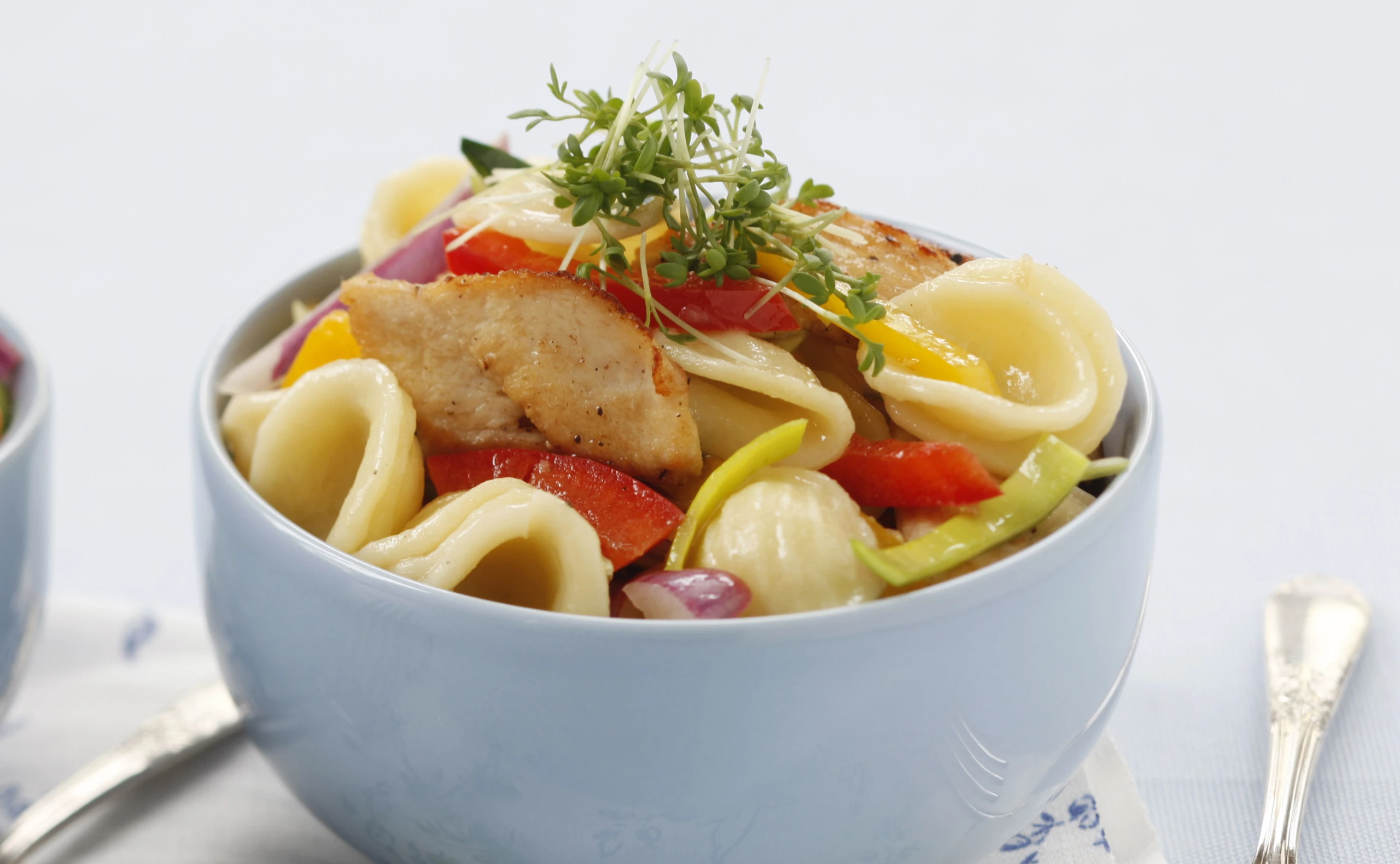 Warmer Nudelsalat mit Huhn