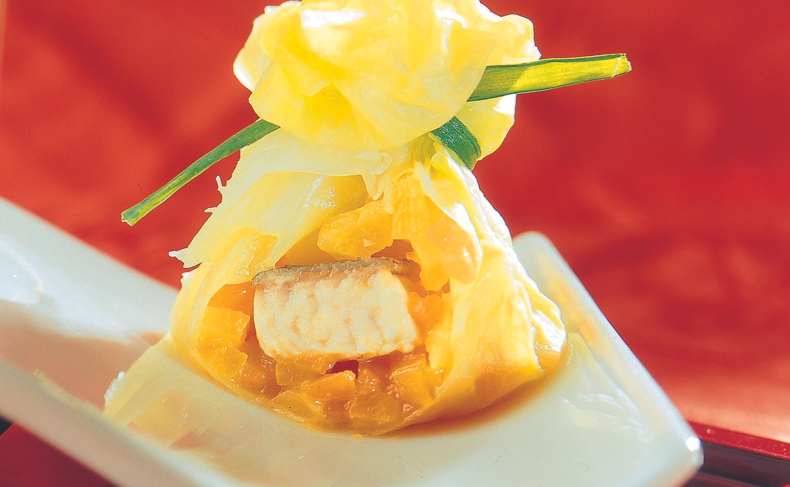 Krautsäckchen mit Forellen-Gemüse-Fülle