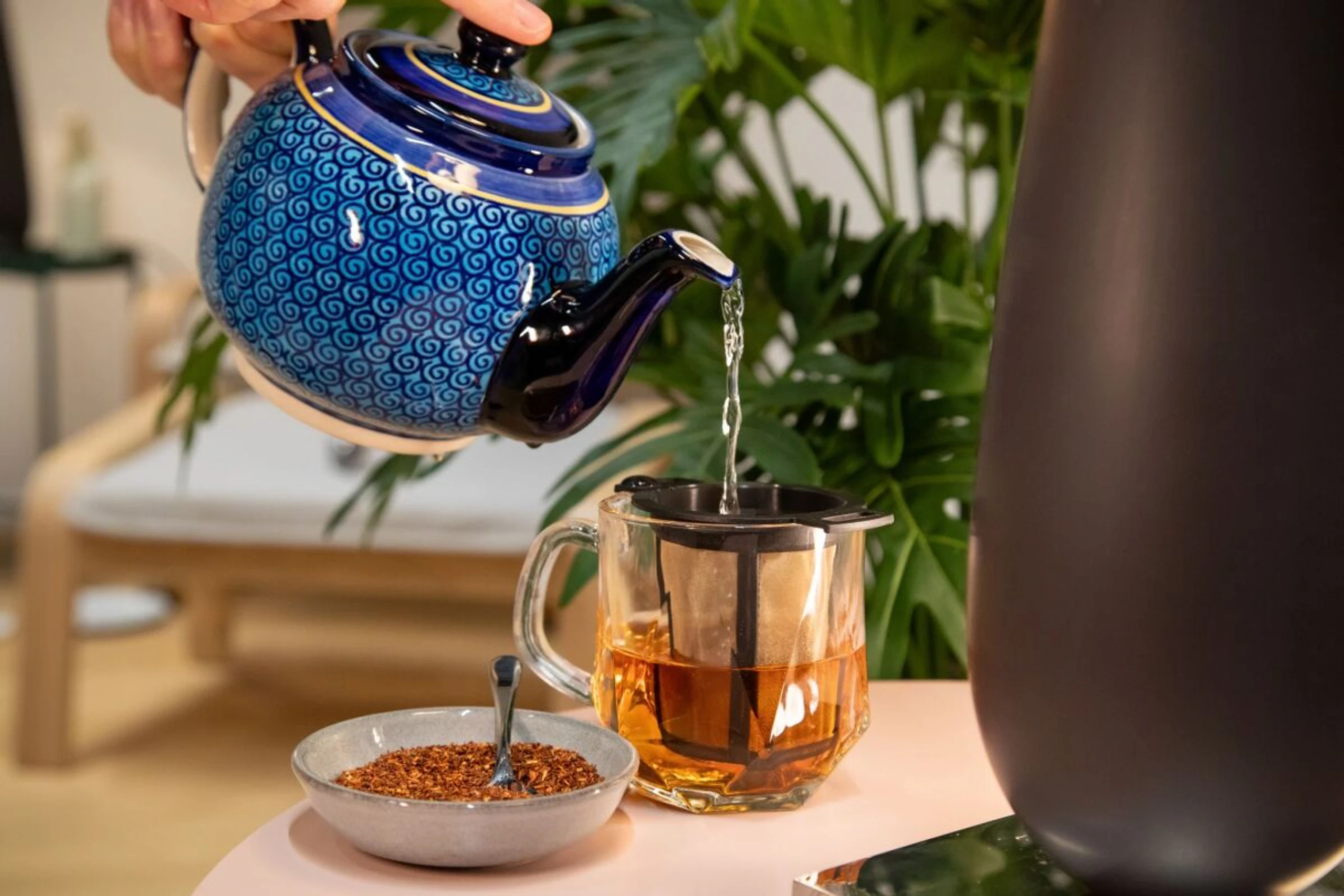 Rooibos schmeckt süßlich wie Schwarztee, ist aber koffeinfrei