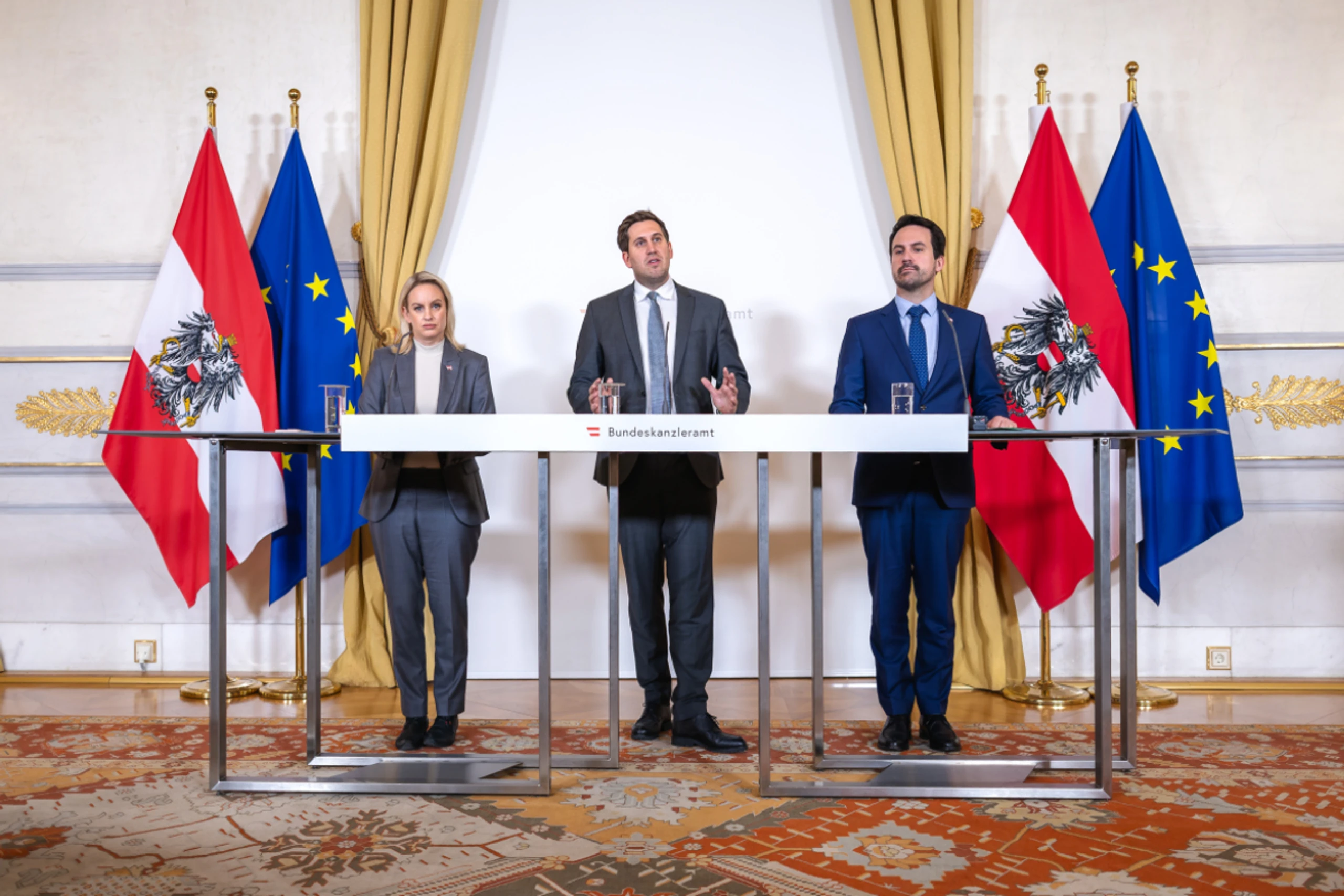 Schmidt, Pröll und Wiederkehr sind mit der Regierungsarbeit zufrieden