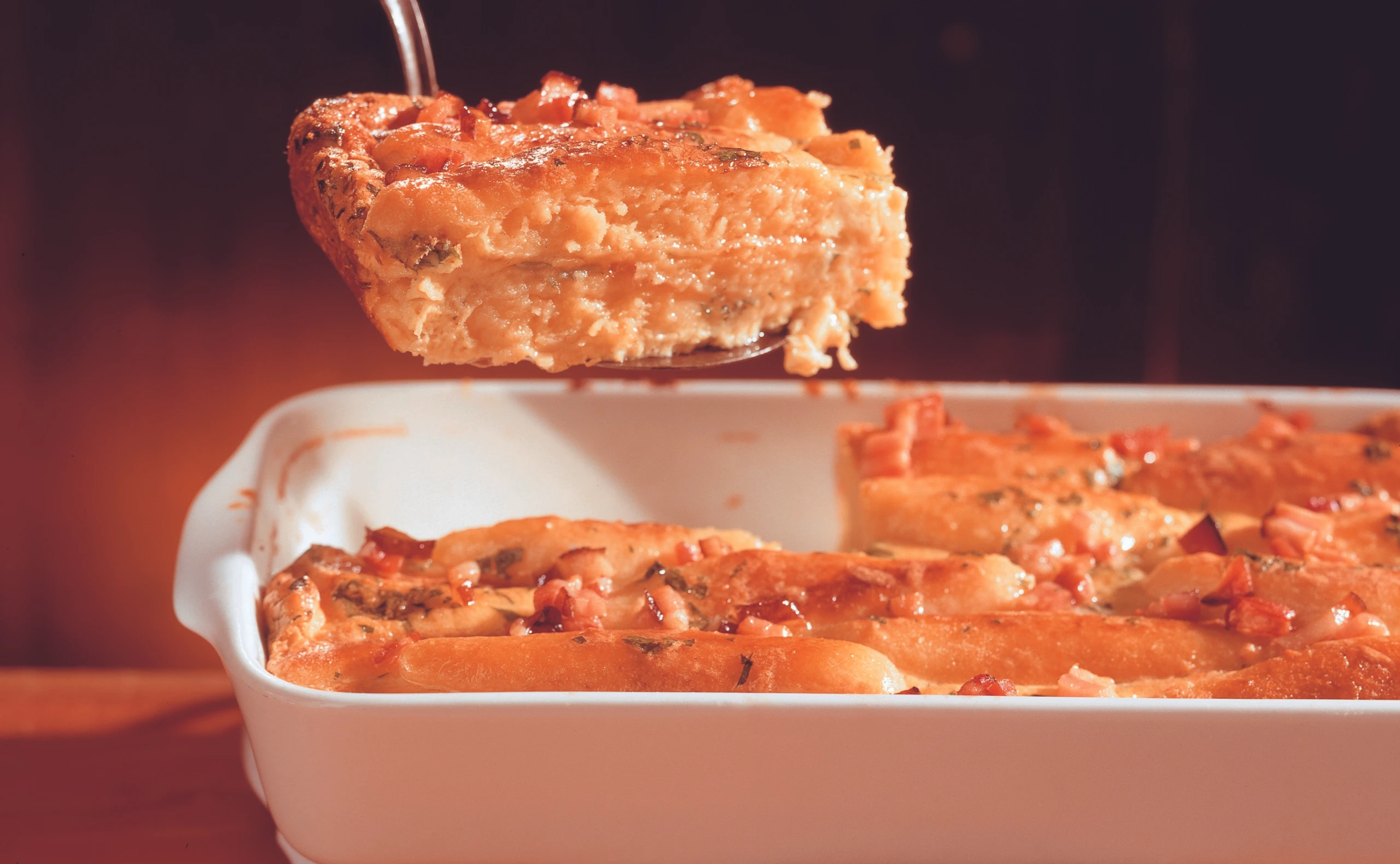 Erdäpfelnudelauflauf mit Speck