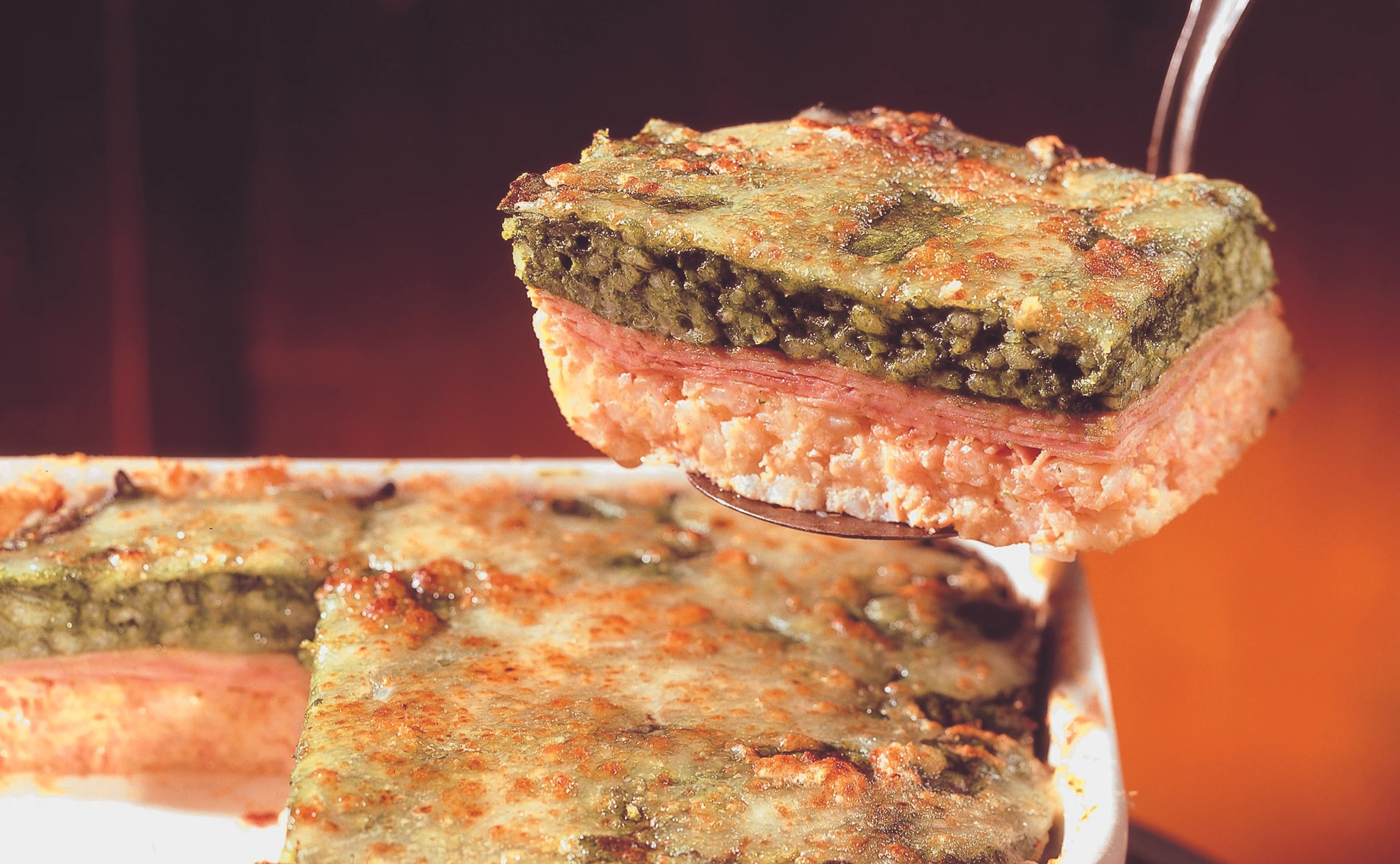 Reisauflauf mit Schinken und Spinat