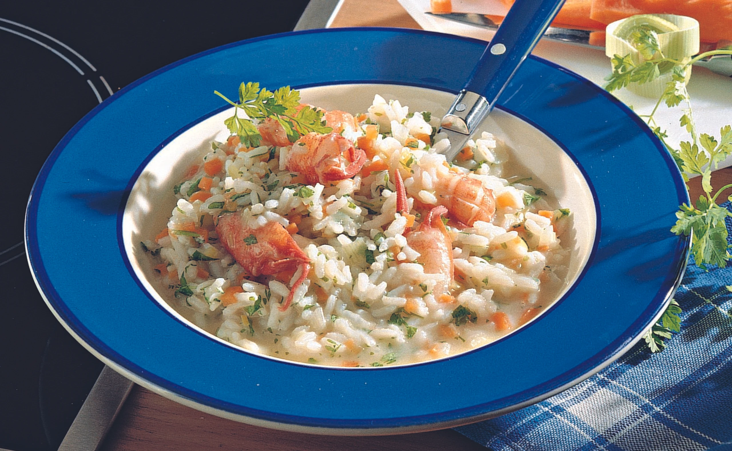 Krebsen-Risotto mit Gemüse