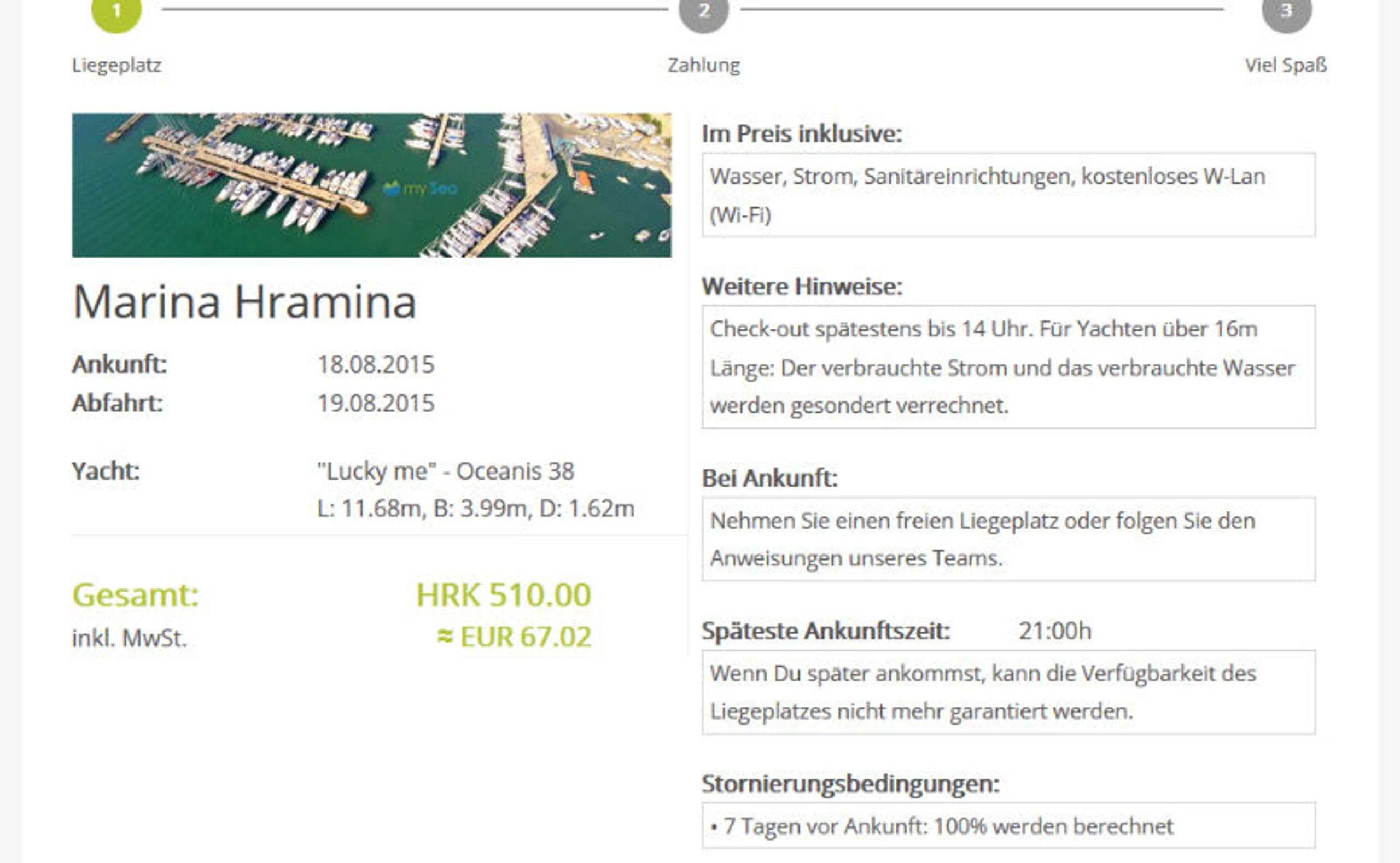 Liegeplätze online buchen