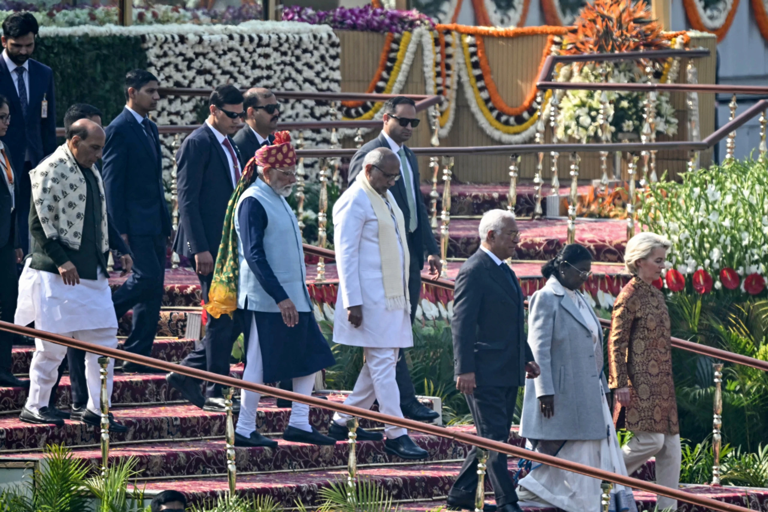 Von der Leyen und Antonio Costa bei Narendra Modi in Neu Delhi