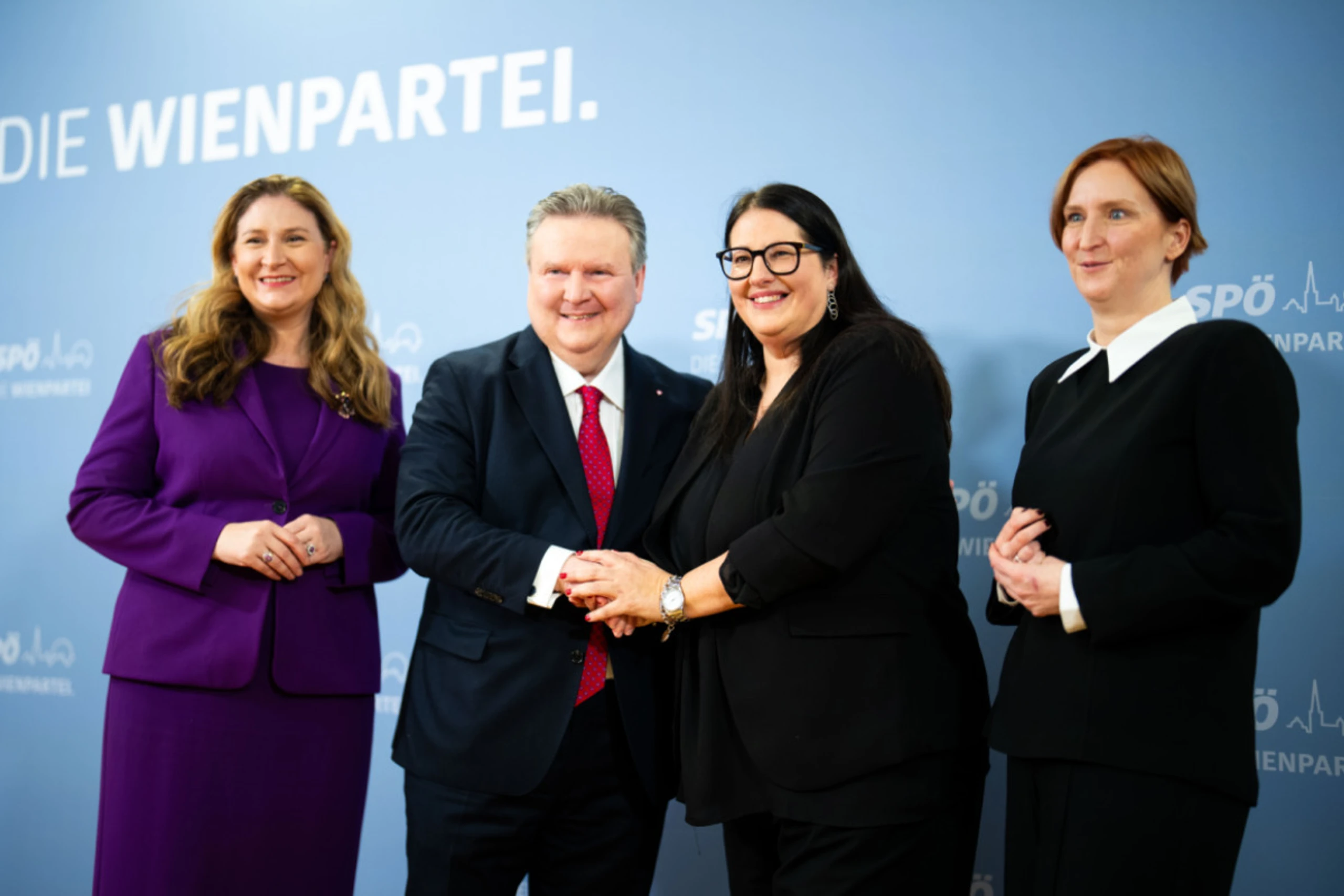 Novak, Ludwig, Gaal und Hanel-Torsch bei der Pressekonferenz
