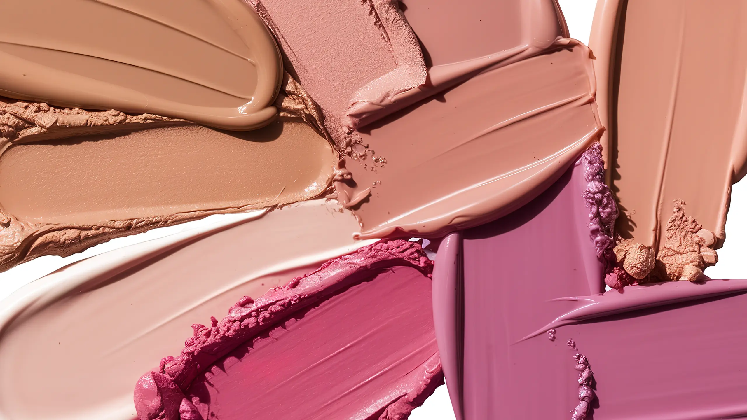 Creme-Swatches von Foundations und Blushes