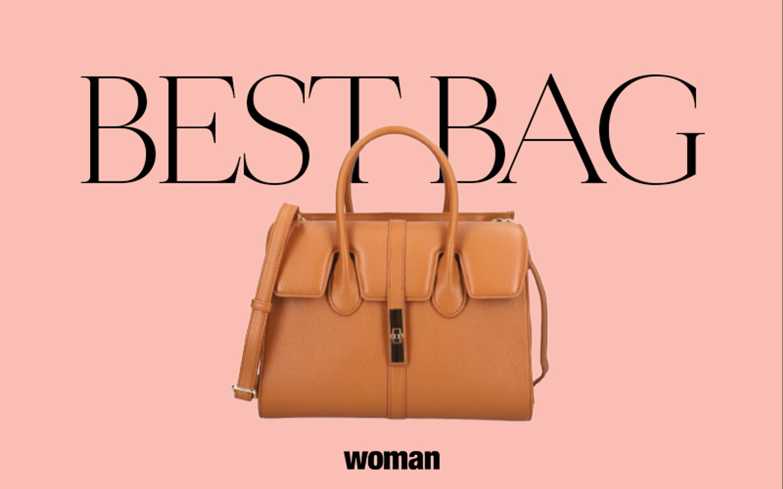 Hellbraune Ledertasche vor rosa Hintergund