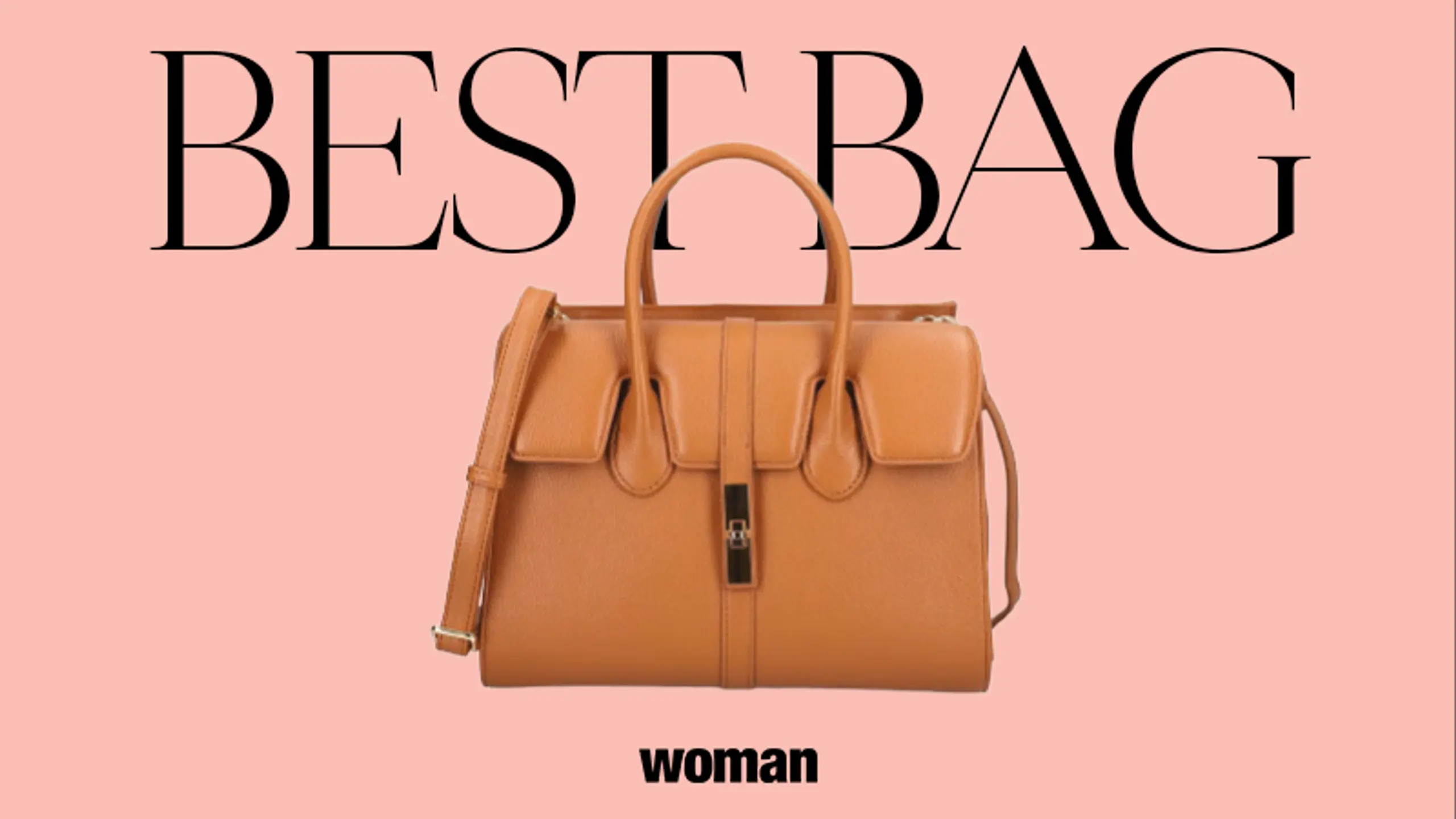 Hellbraune Ledertasche vor rosa Hintergund