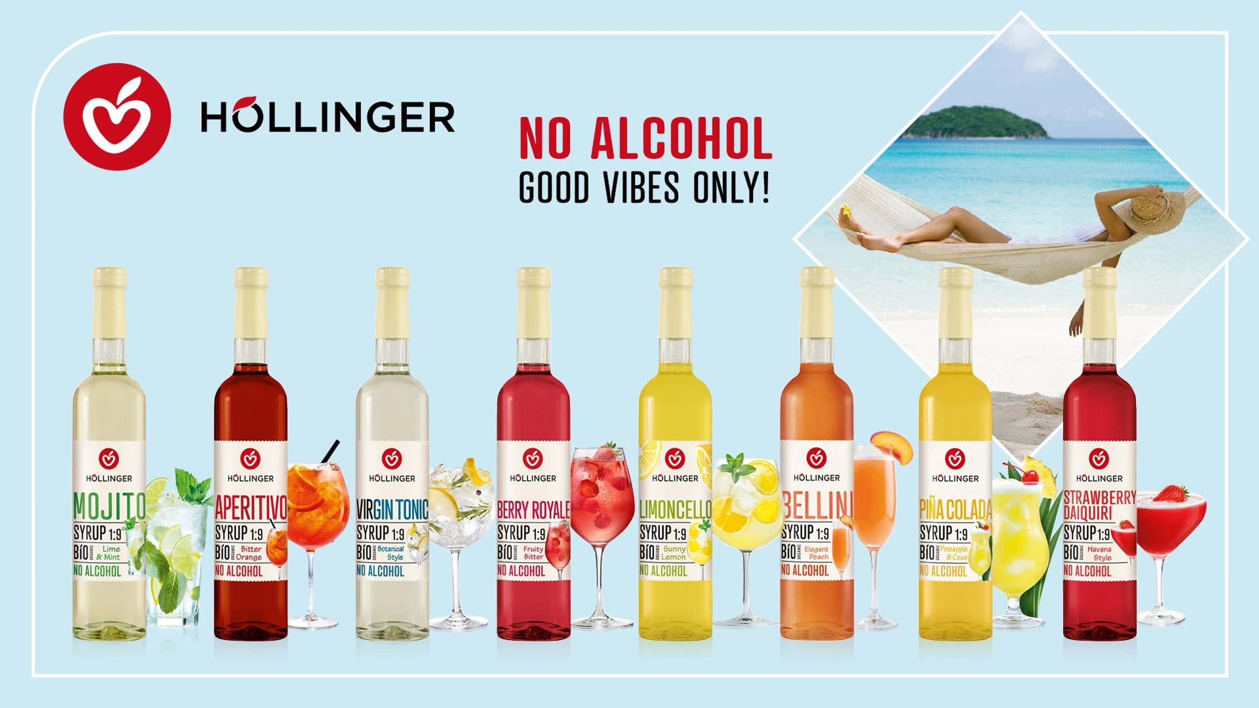GEWINNSPIEL: Cocktailsirup Set von Höllinger gewinnen und alkoholfrei genießen