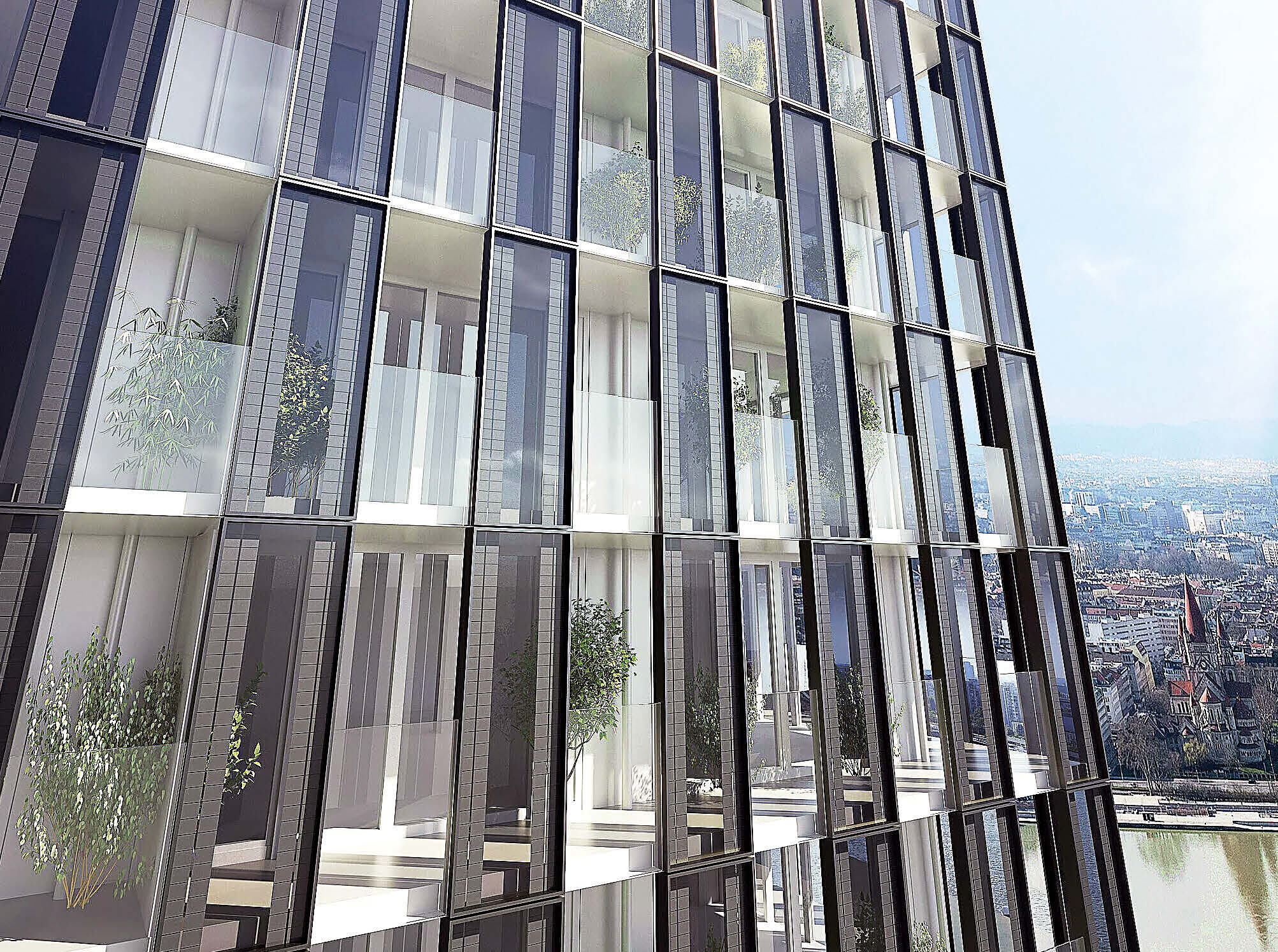 Der Büroturm „DC2" auf der Donauplatte