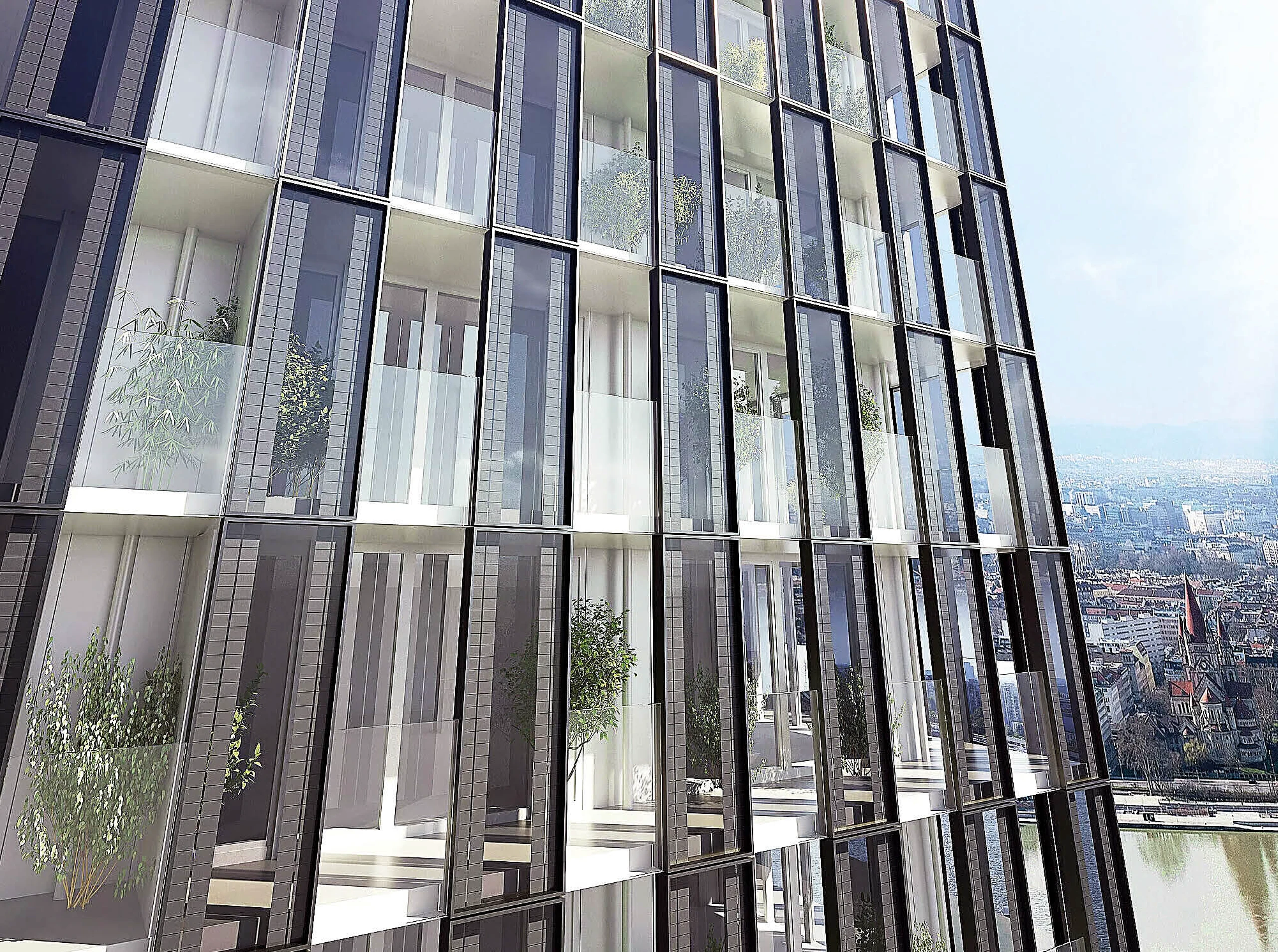 Der Büroturm „DC2" auf der Donauplatte