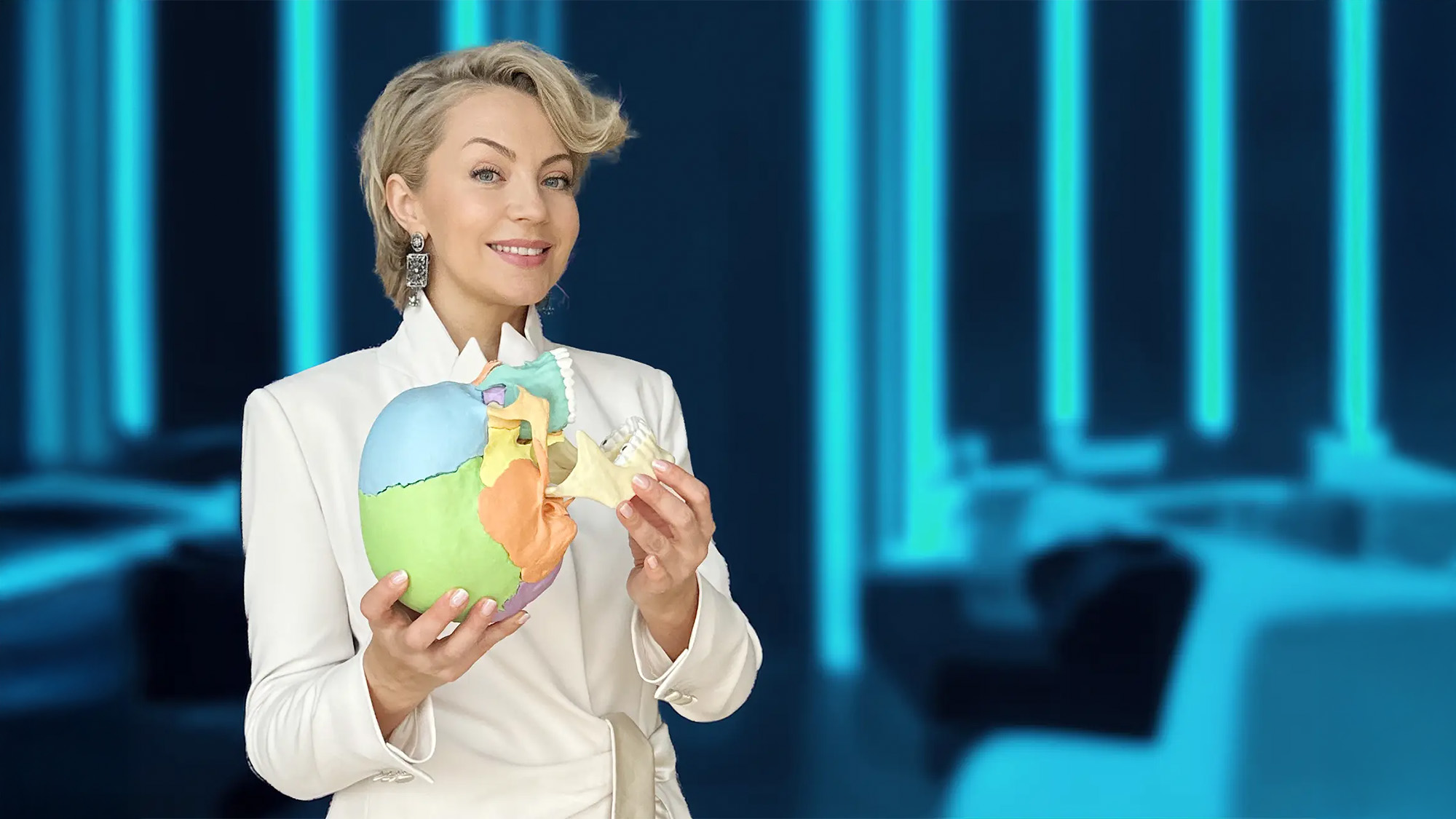 Frau mit Schädel-Skelett