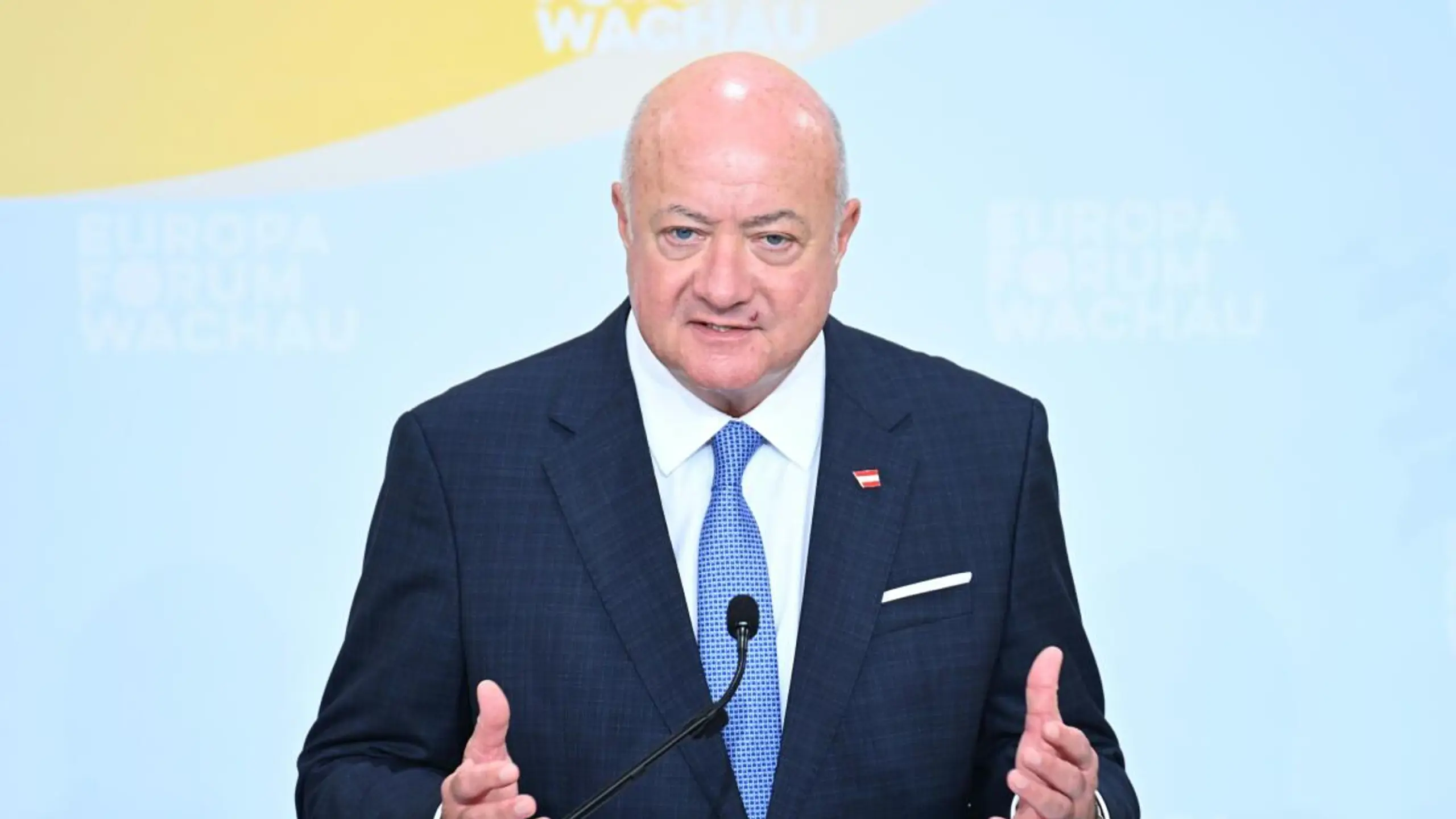 © Apa, HELMUT FOHRINGER Bundeskanzler Christian Stocker beim 30. Europa-Forum Wachau