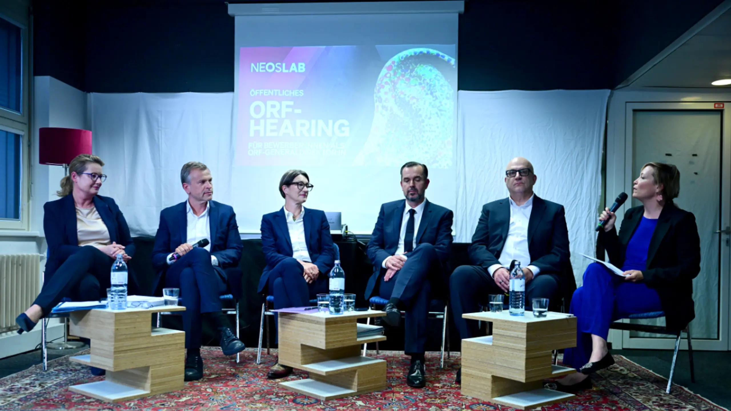 Höfer, Breitenecker, Totzauer, Pig, Larcher, Moderatorin Wallner