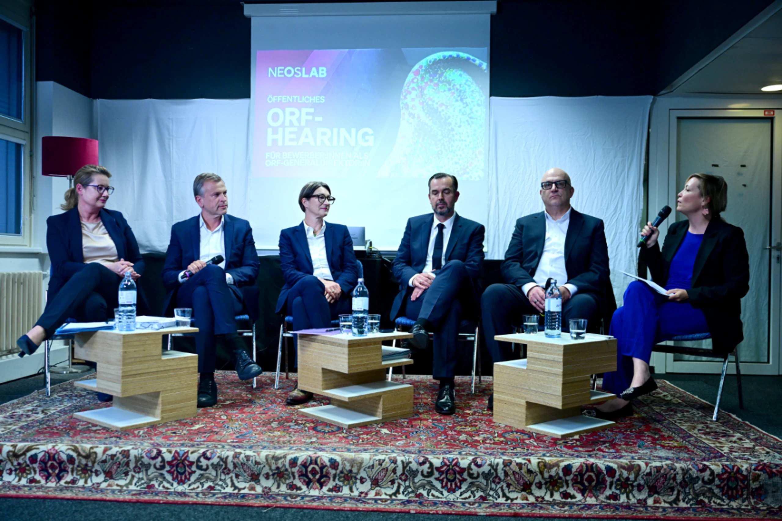 Höfer, Breitenecker, Totzauer, Pig, Larcher, Moderatorin Wallner