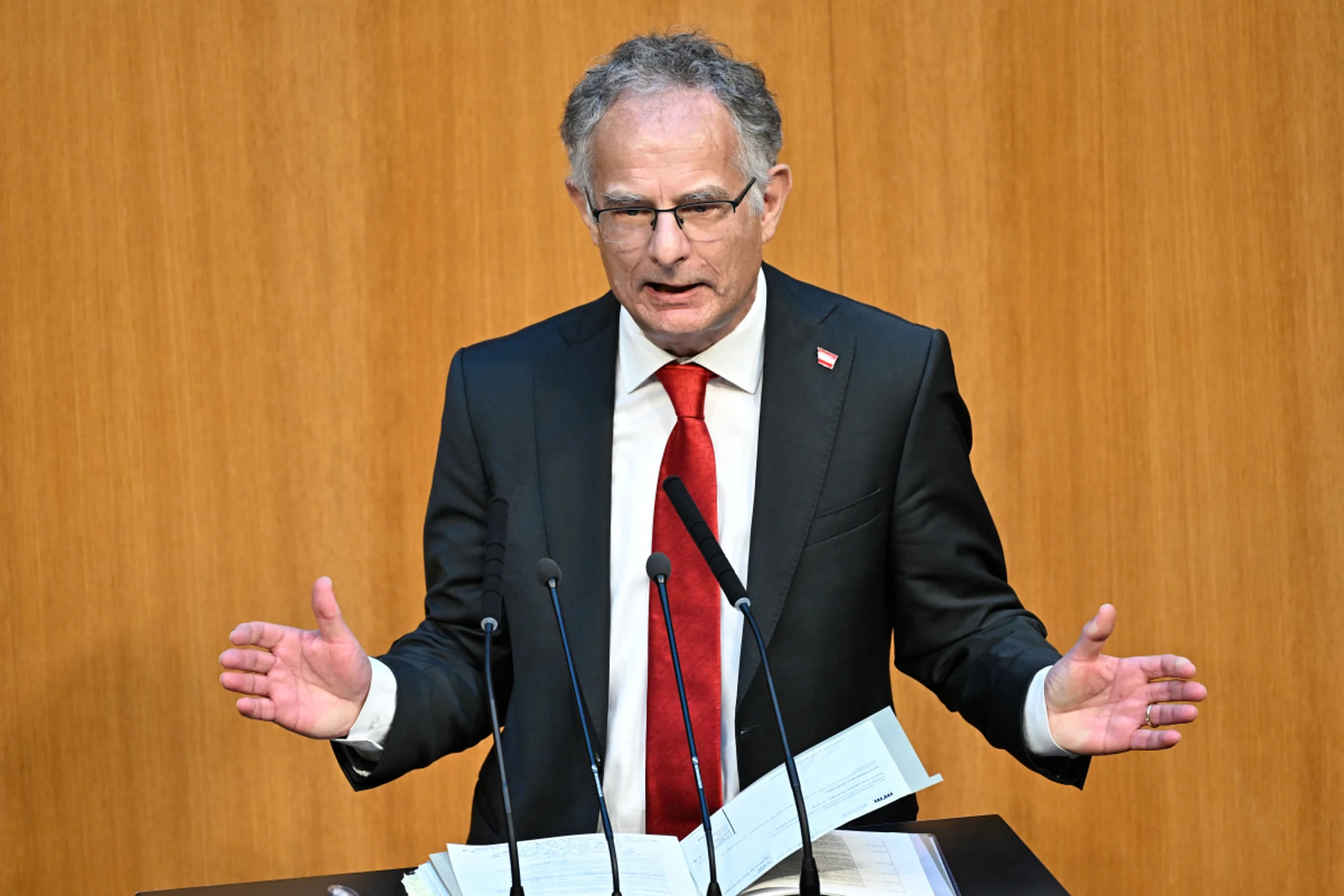 Finanzminister Marterbauer erläutert das Budget